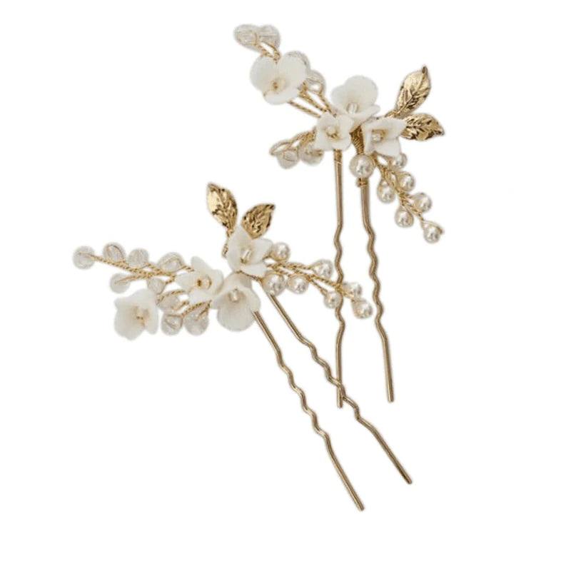 Elegant Gold Bridal Hair Pins with Sparkling Crystals & Pearls - Wedding Hair Accessories for Brides, Bridesmaids & Special Occasions