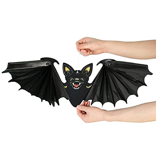 Halloween Paper Bat Decorations - 2PCS Black Hanging Bats for Halloween Party, Haunted House, Indoor & Outdoor Decor - Perfect for Halloween Festival, Bar, and Home Decoration
