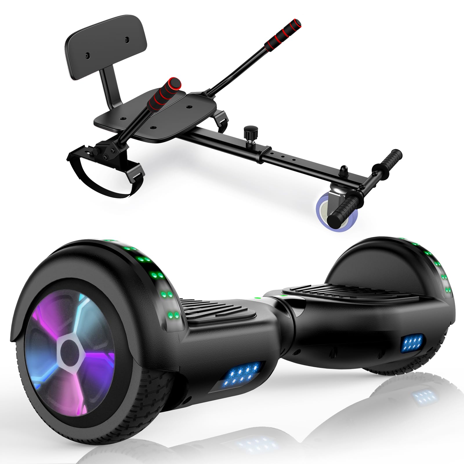 Self Balancing Hoverboard Scooter with Seat Attachment - 6.5
