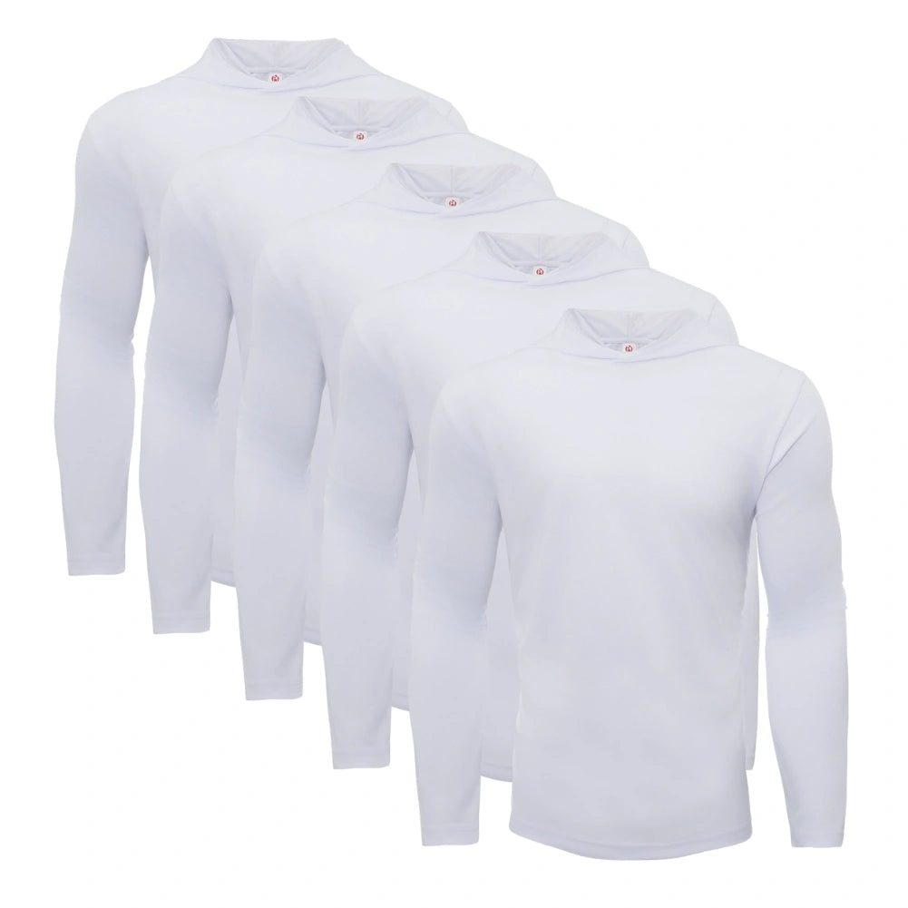 5 Pack Men's Performance Long Sleeve Hooded T-Shirts - Moisture Wicking, Breathable Workout Shirts for Gym, Running & Outdoor Activities