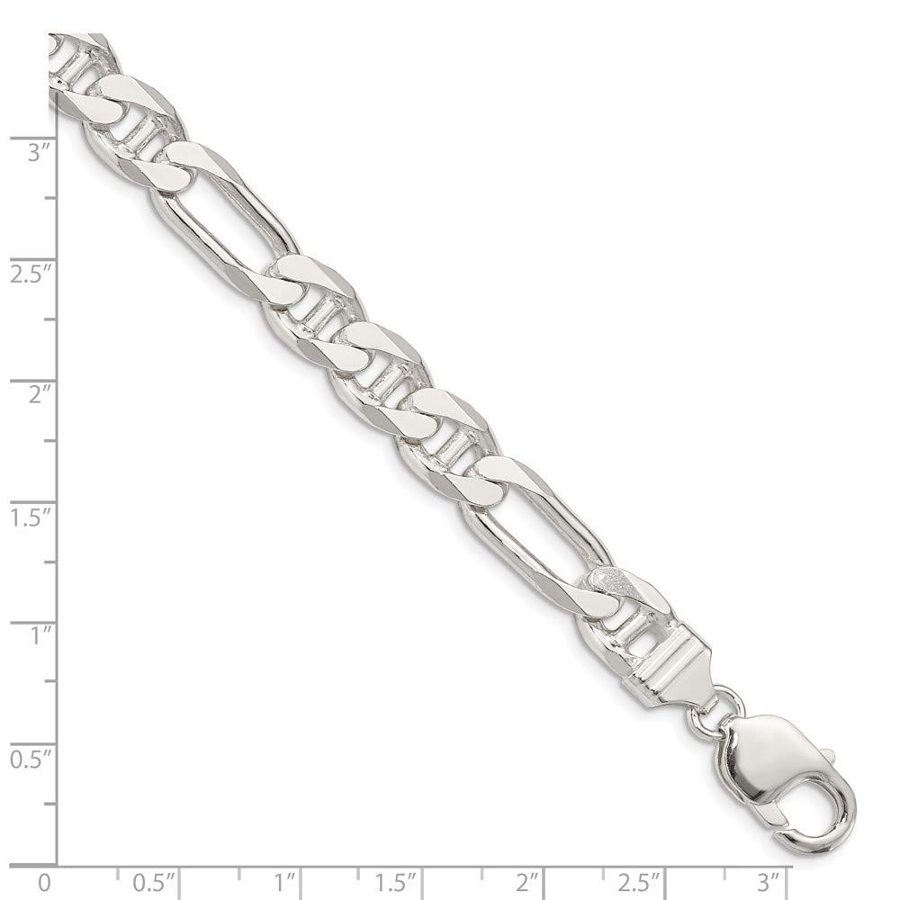 Roy Rose Jewelry Sterling Silver 8.75mm Figaro Anchor Chain Necklace - 9 Inch Length for Men & Women - Perfect for Layering, Everyday Wear, and Gift Giving