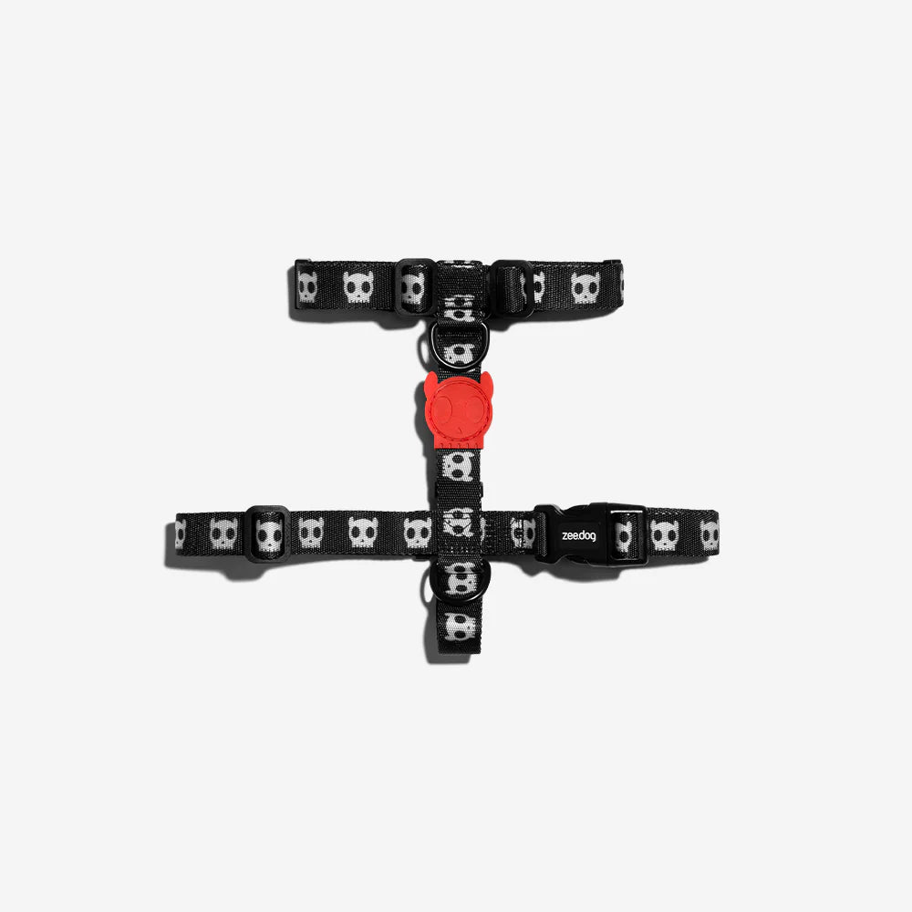 Zee.Dog Skull 2.0 H Harness for Dogs - Adjustable Pet Harness with Skull Design for Small, Medium & Large Dogs - Perfect for Walking, Running & Outdoor Adventures