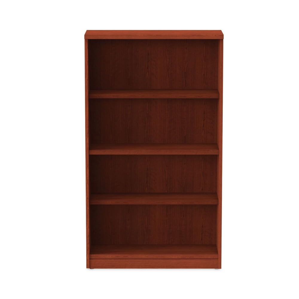 Alera Valencia Series 4-Shelf Bookcase in Medium Cherry Finish - Perfect for Home Office, Living Room & Library Storage