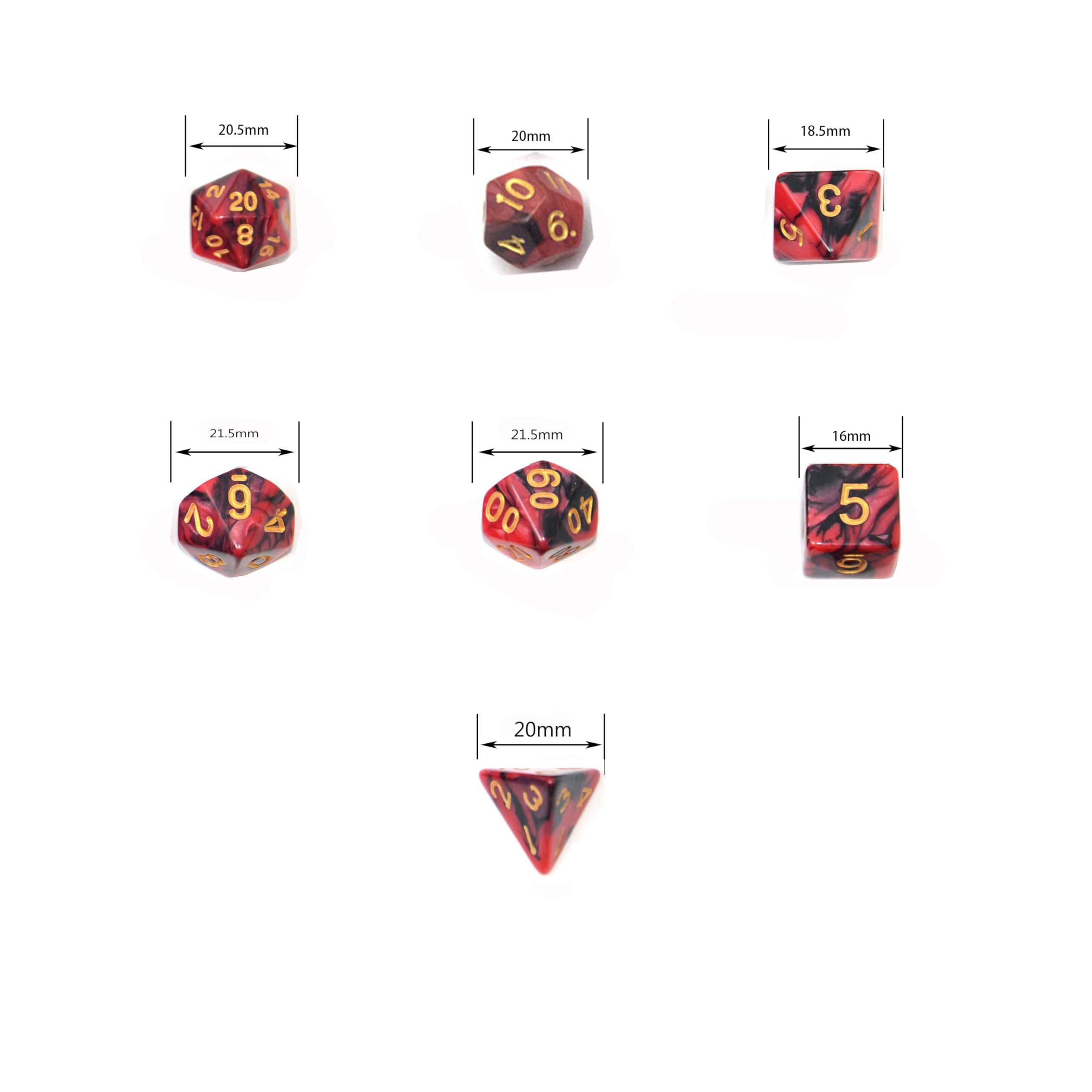 SmartDealsPro 5 x 7-Piece Double-Colored Polyhedral Dice Set with Pouch - Perfect for D&D, RPG, MTG, Dungeons & Dragons Tabletop Board Games (Includes D4, D6, D8, D10, D%, D12, D20) - Ideal for Game Nights, Campaigns & Roleplaying Adventures