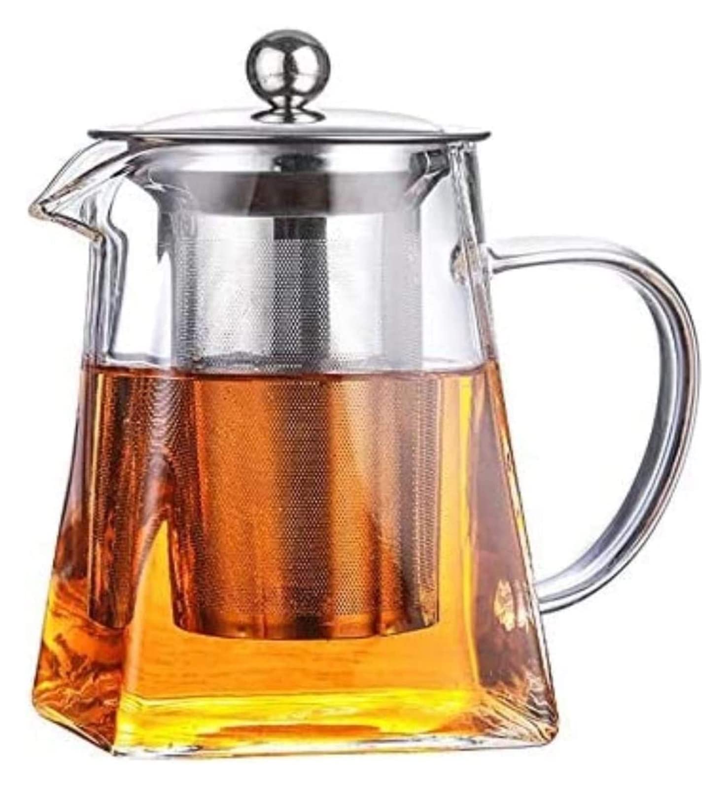 Premium Borosilicate Glass Teapot with Infuser - 750ml Heat-Resistant Square Teapot for Oolong, Milk Tea & Flower Tea | Perfect for Home, Office & Tea Ceremonies