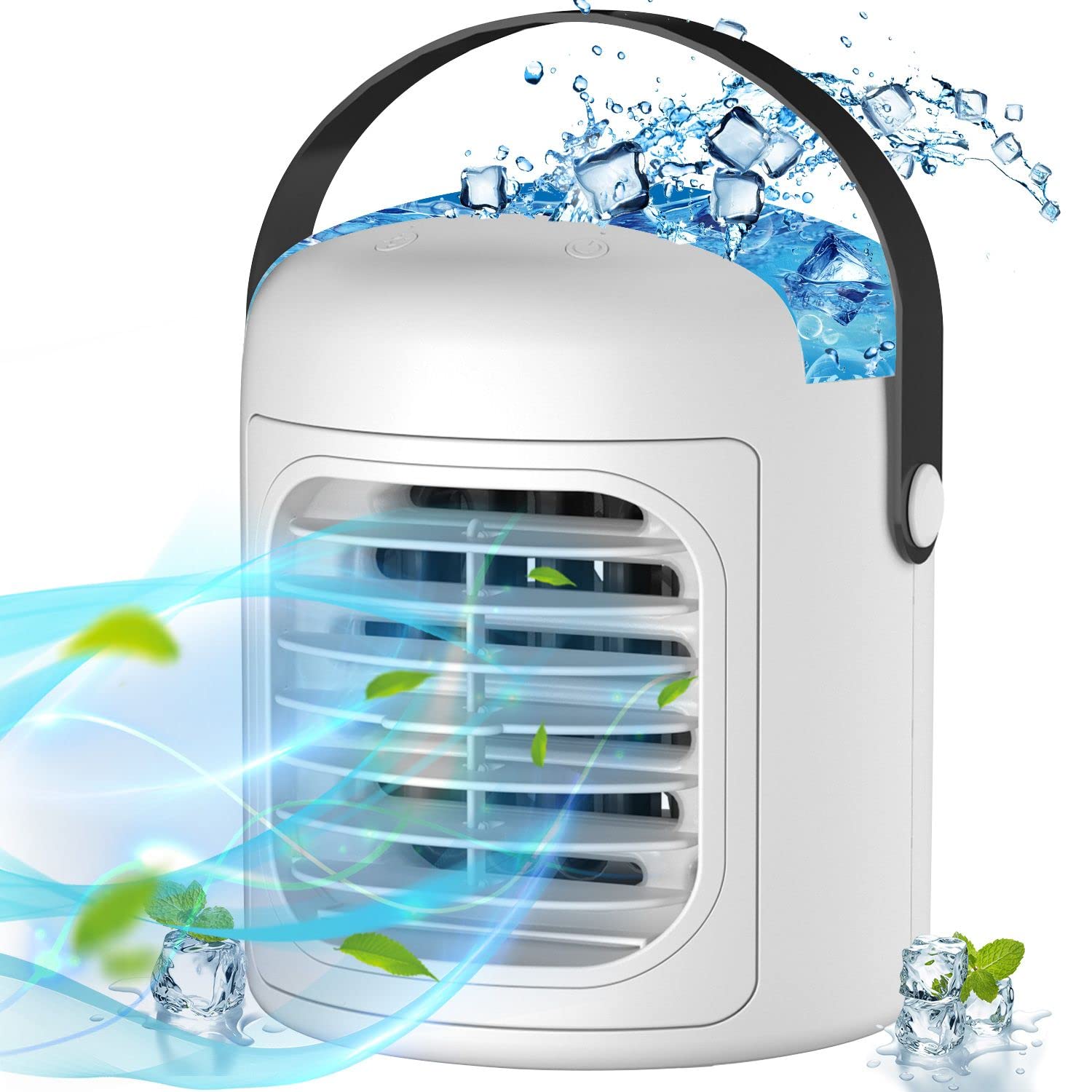 Portable Air Conditioner - 2000mAh Rechargeable Mini AC Cooler Fan with Ice Packs for Home, Office & Travel | Personal Desk Cooling Solution for Hot Weather