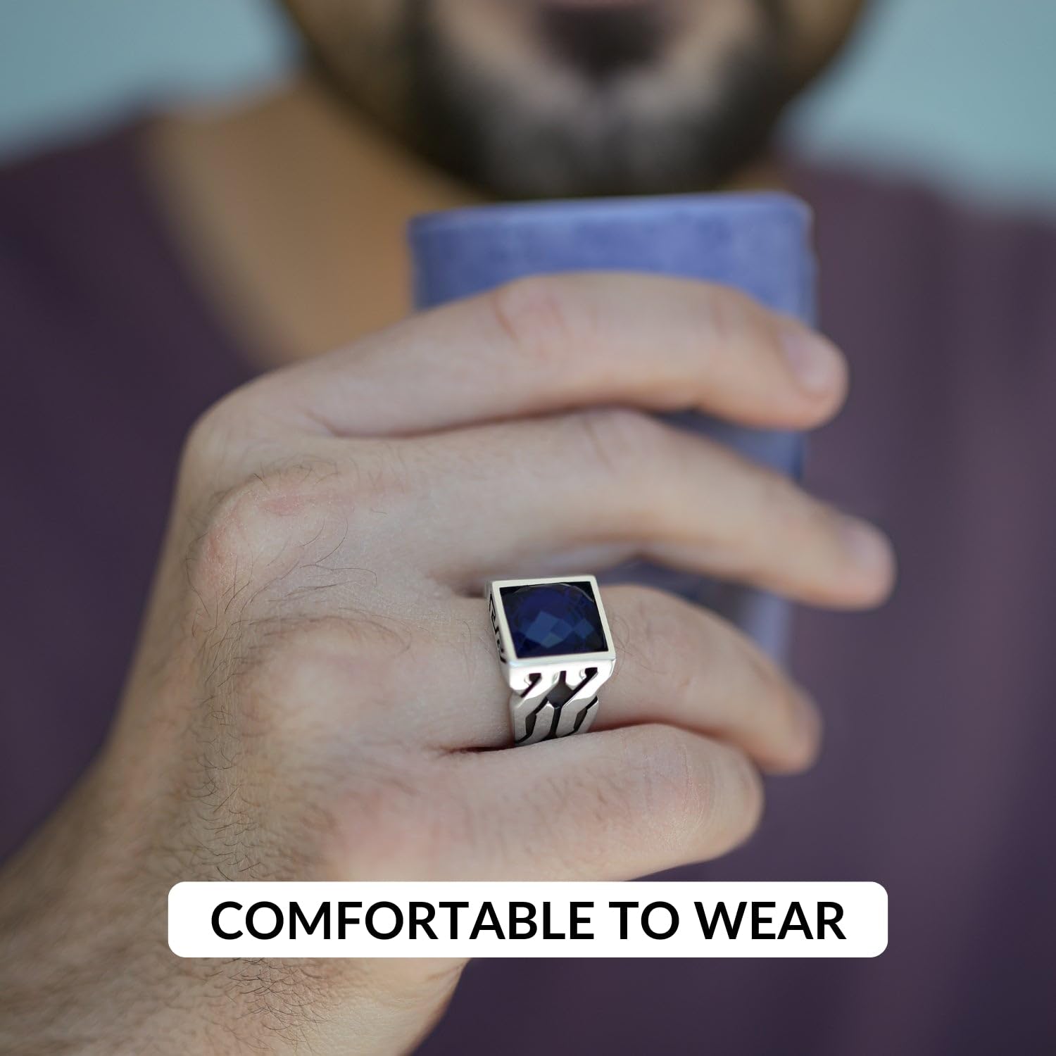 925 Sterling Silver Rings for Men - Onyx, Turquoise & CZ Stone Options | Durable Mens Wedding Band, Fashion Jewelry & Gift for Him | Perfect for Engagements, Anniversaries & Everyday Wear