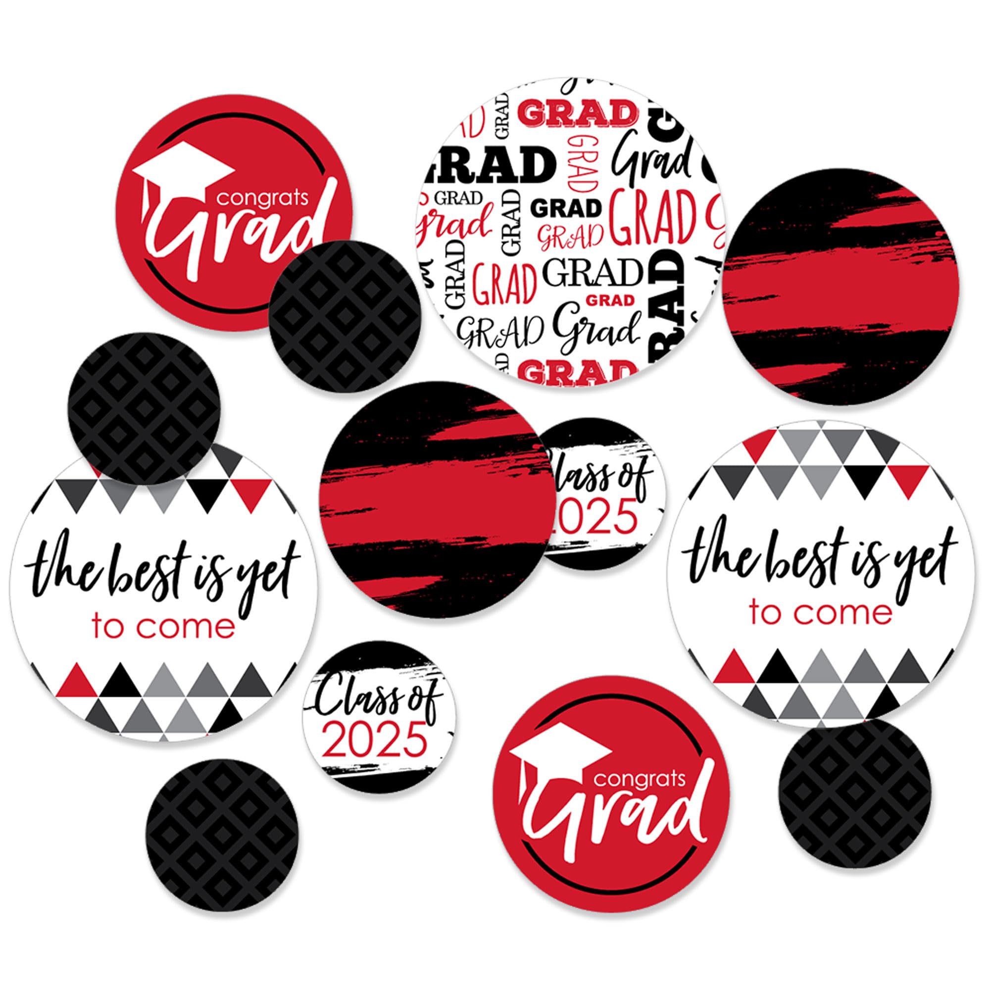 Big Dot of Happiness 2025 Red Graduation Party Giant Circle Confetti - 27 Count Large Confetti for Graduation Decorations, Party Supplies & Celebration Events - Perfect for Graduation Ceremonies, Photo Backdrops and Festive Decor