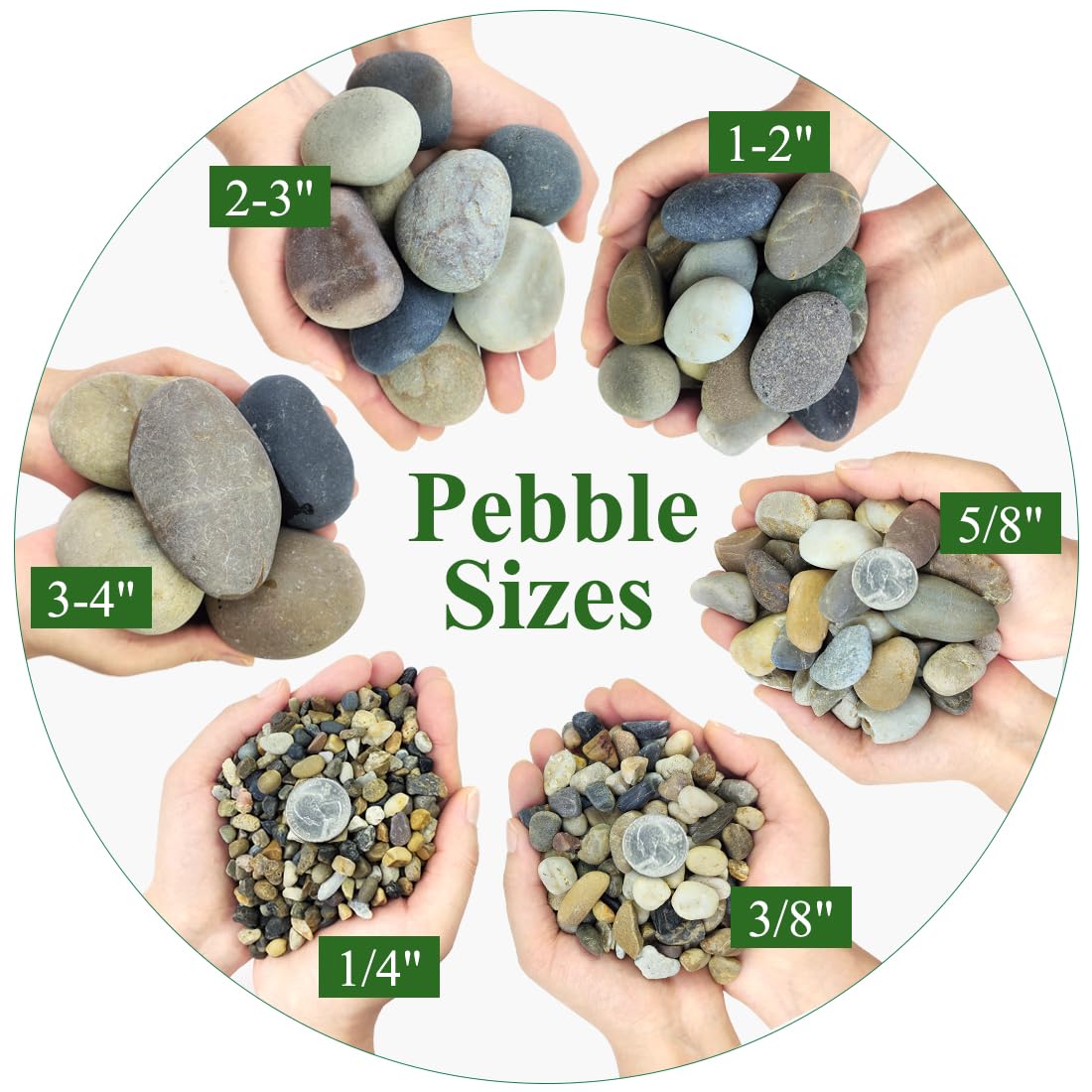 2lbs Natural River Rocks, 1/4