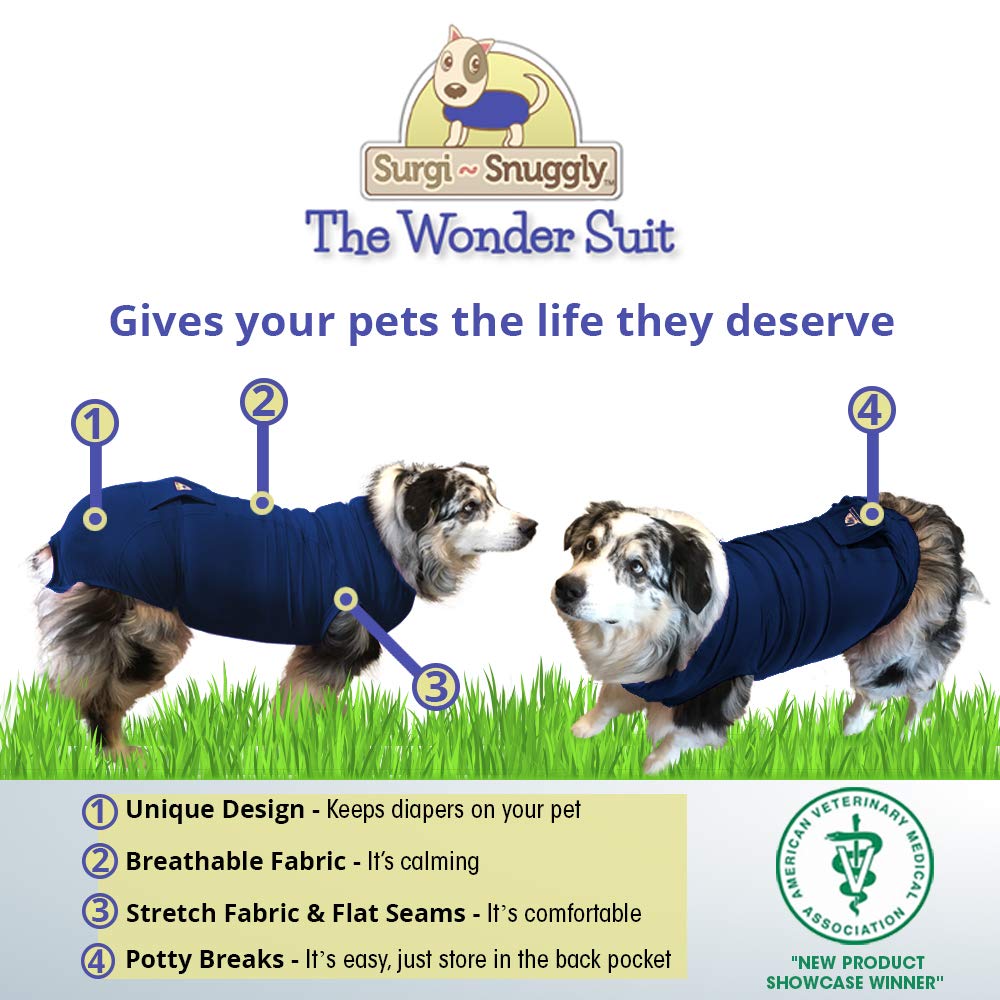 SurgiSnuggly Original Dog Diapers Suit for Female Dogs - Adjustable Wrap-Around Leg Design for Heat Cycle, Better Fit Than Dog Suspenders & Panties (Small & Large) - Perfect for Indoor Use, Travel & Post-Surgery Care