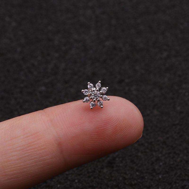 20G Cartilage Tiny Stud Flower Earrings for Women - HSPJ1944 | Dainty Floral Studs for Everyday Wear, Gifts & Special Occasions