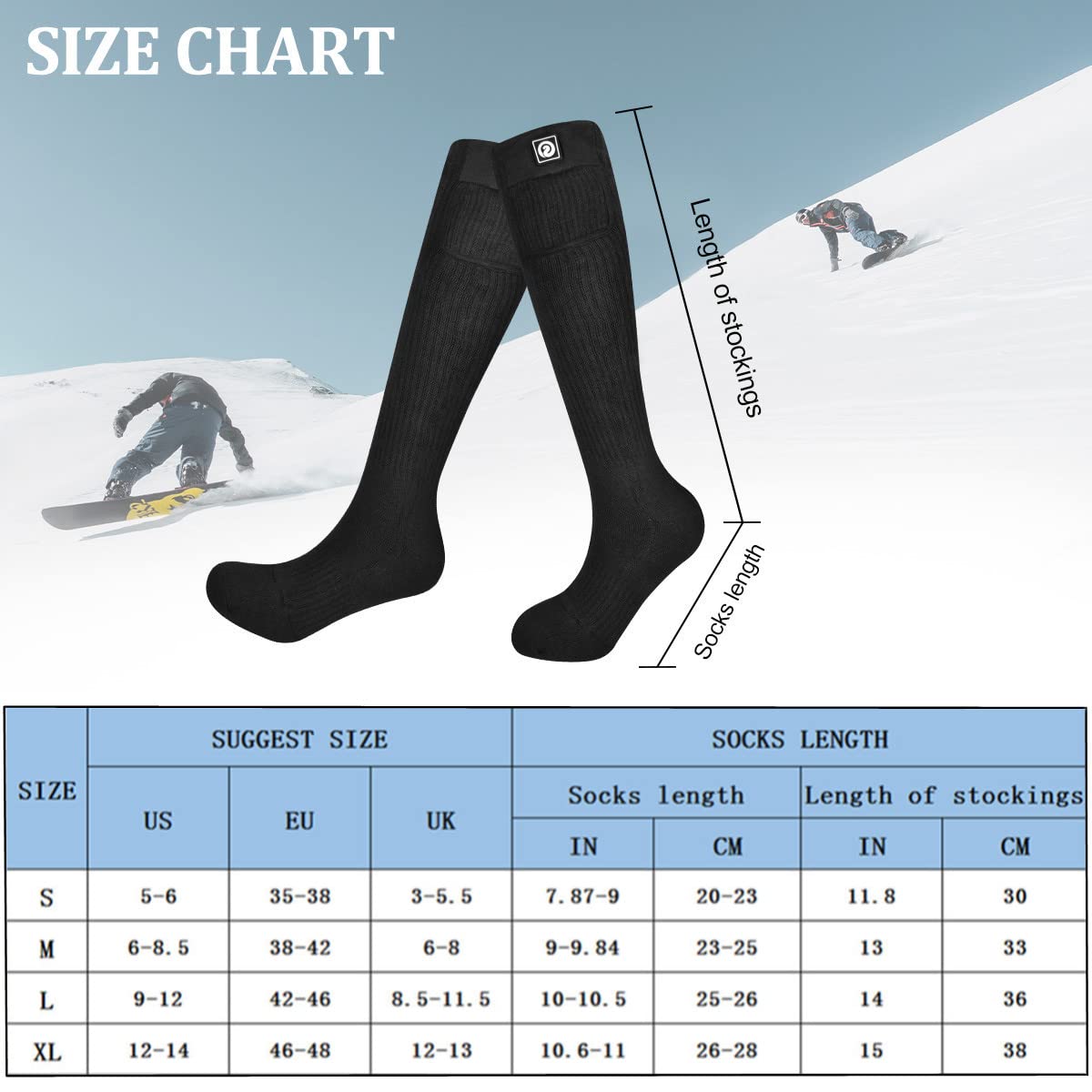Rechargeable Electric Heated Socks for Men & Women - Winter Foot Warmers for Outdoor Activities, Skiing, Skating, Cycling, Camping, Fishing & Hunting | USB Powered Thermal Socks for Cold Weather Work & Winter Sports