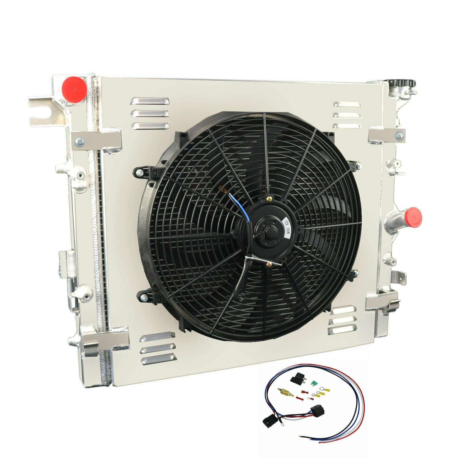 ECMRAD Aluminum Radiator with Fan & Shroud Kit - Compatible with 2007-2018 Jeep Wrangler JK/JKU Unlimited Sahara Rubicon (3.8L 3.6L V6) - Fits Automatic & Manual Transmission - Perfect for Off-Roading, Overheating Issues & Engine Cooling Upgrades