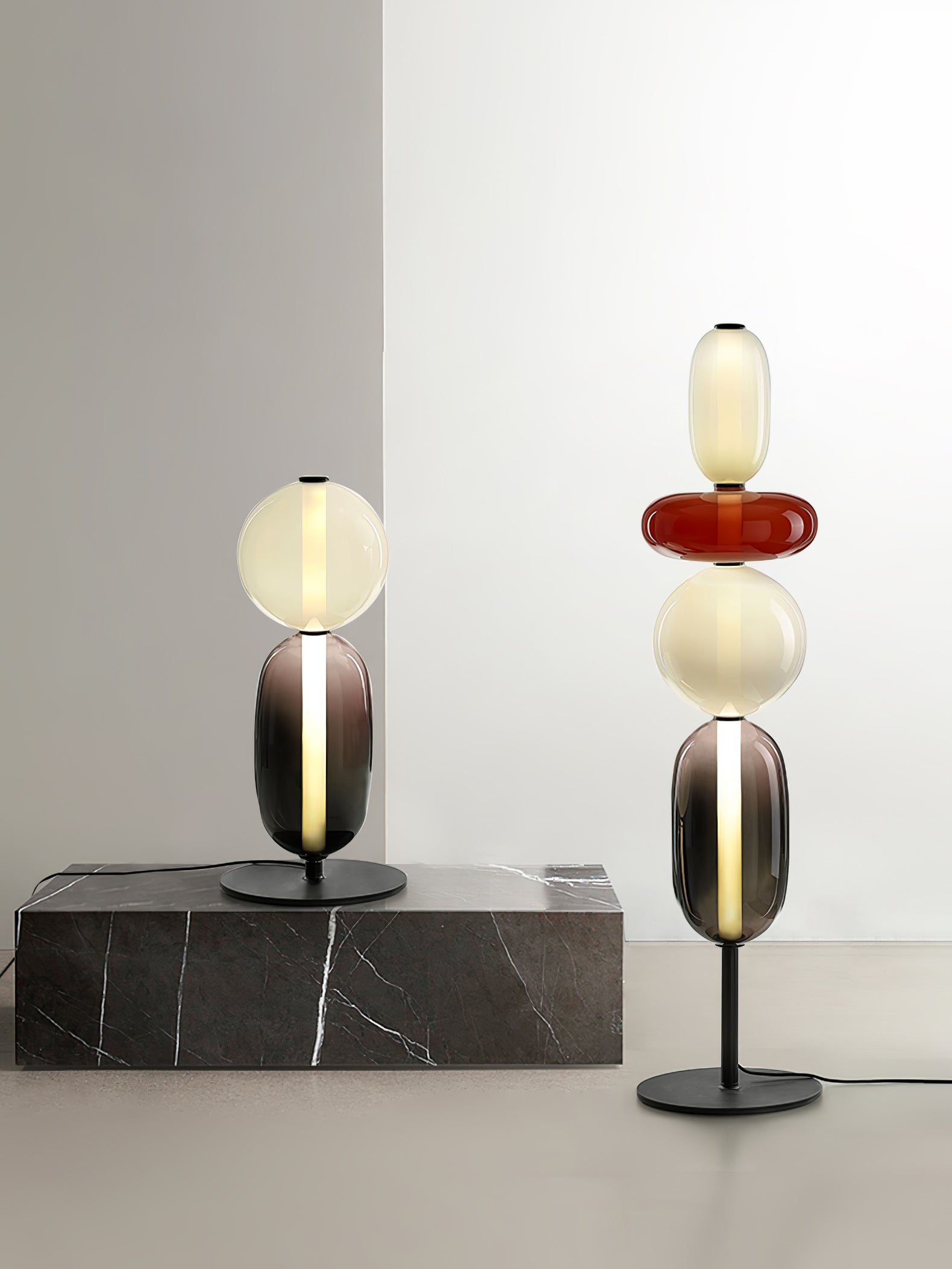 Candied Glass Floor Lamp - Modern LED Standing Light for Living Room, Bedroom & Office Decor - Warm White Ambient Lighting
