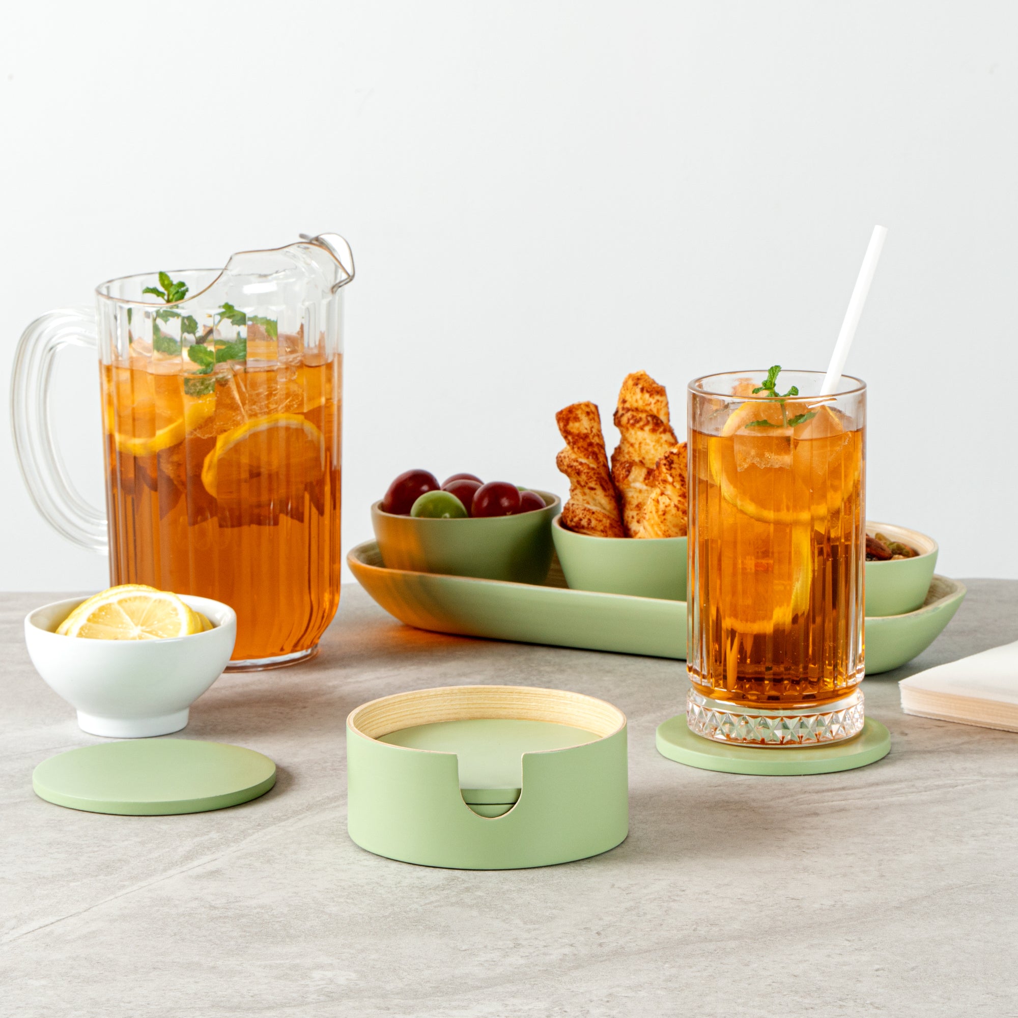 Bambuddha Eco-Friendly 6-Piece Green Bamboo Coaster Set with Holder - 4