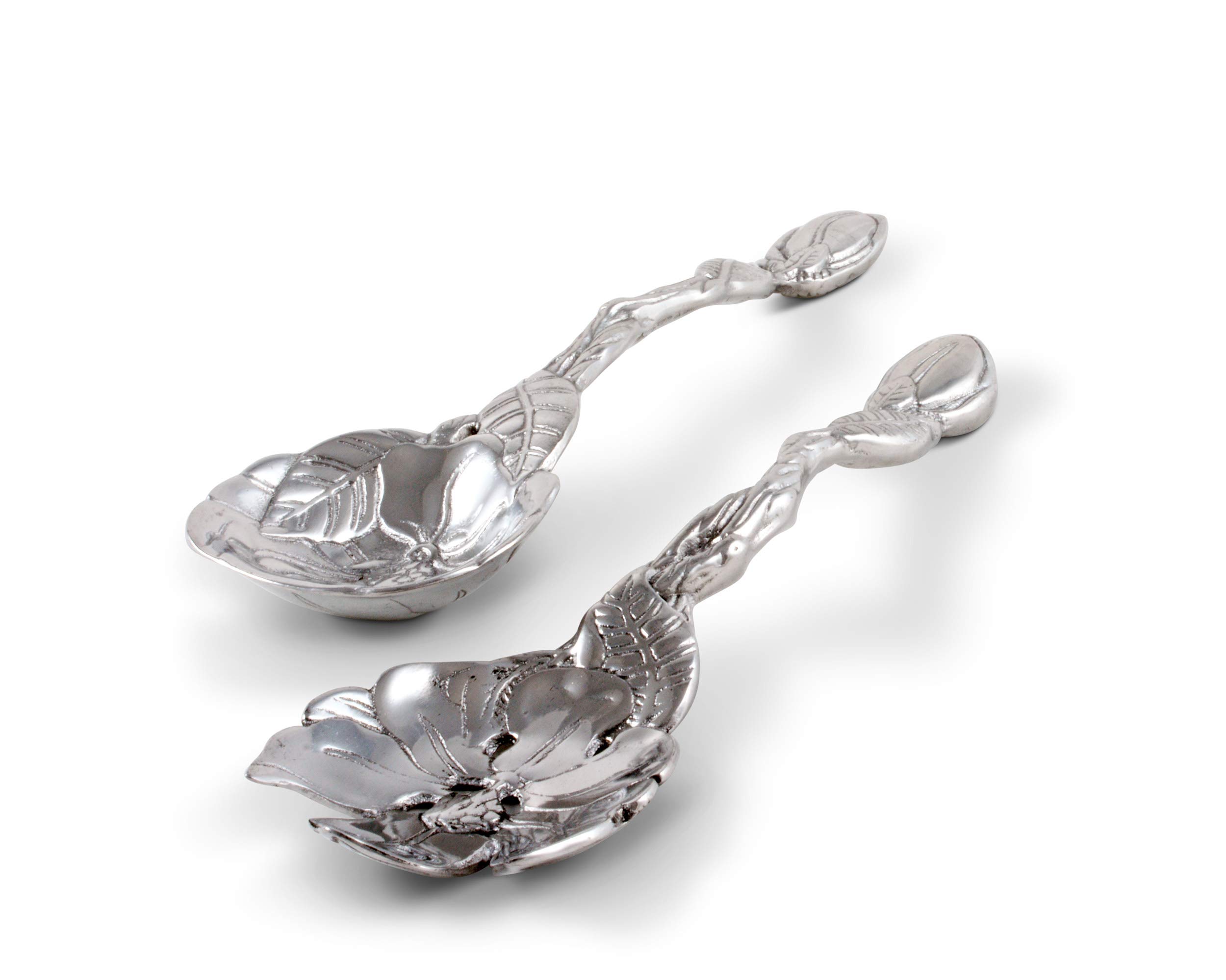 Arthur Court Metal Aluminum Long Magnolia Flower Salad Serving Set - 11