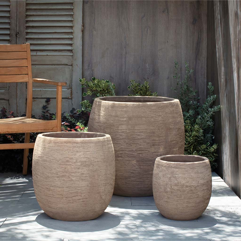 Campania International Tahoe Planter Set of 3 - Brown Terra Cotta Flower Pots for Indoor Outdoor Garden, Patio, and Home Decor
