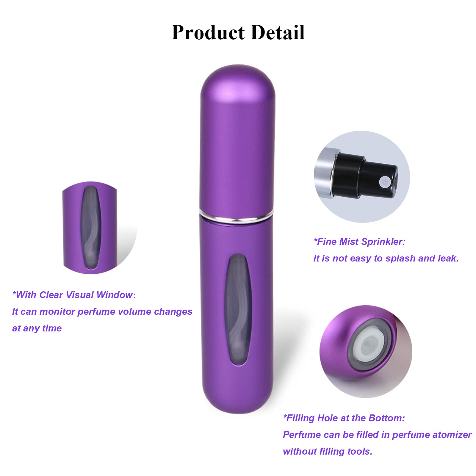 TIGERMILLION 5ml Refillable Travel Perfume Atomizer Bottle - Portable Mini Perfume Spray Pump for Women & Men, Leak-Proof Scent Case (Pack of 6) - Perfect for Airplane, Gym, Office & On-The-Go Fragrance Touch Ups