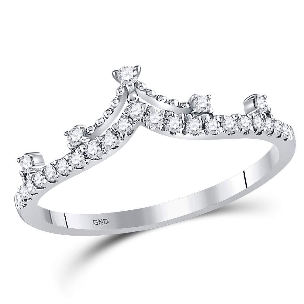 10K White Gold Women's Round Diamond Crown Tiara Fashion Band Ring - 1/5 Cttw Natural Round White Diamonds in Prong Setting | Perfect for Weddings, Prom, Pageants & Special Occasions