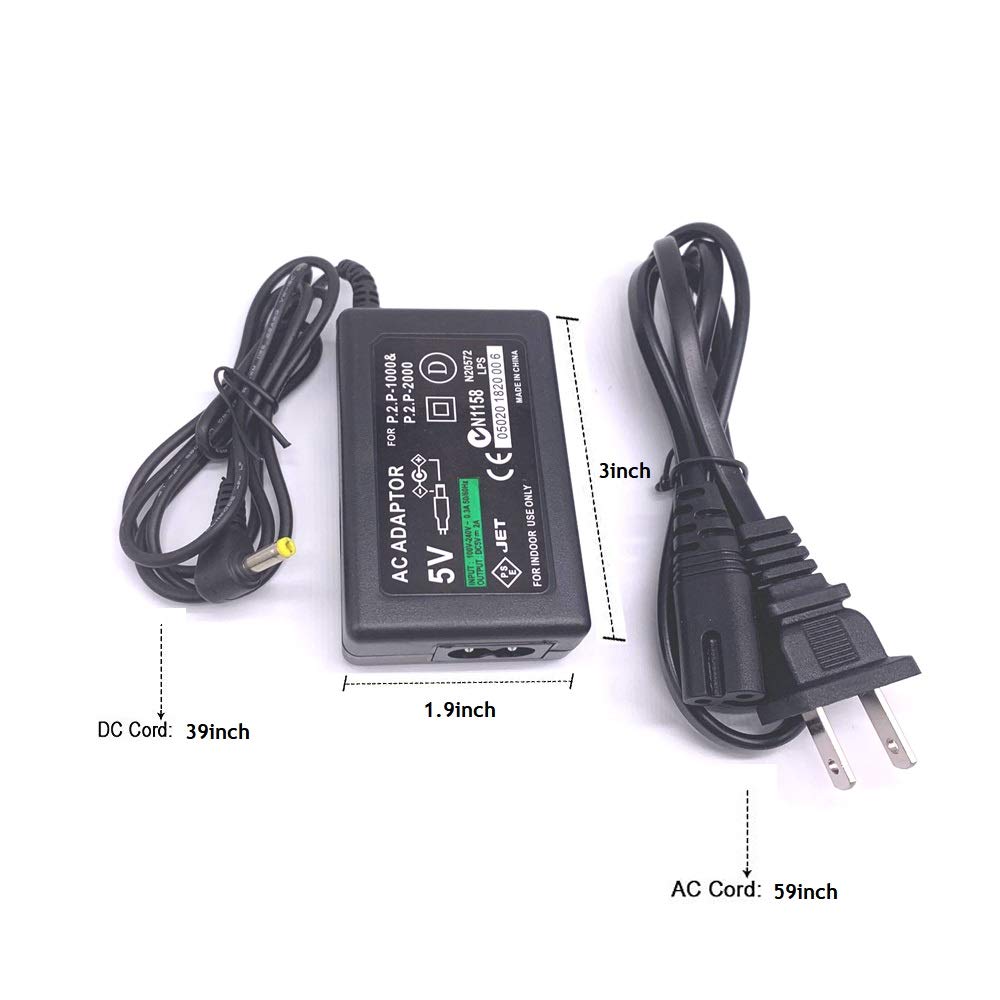 Original AC Adapter Power Supply Cord for PSP 1000/2000/3000 - Replacement Charger Cable with Fast Charging - Perfect for Gaming, Travel & Home Use