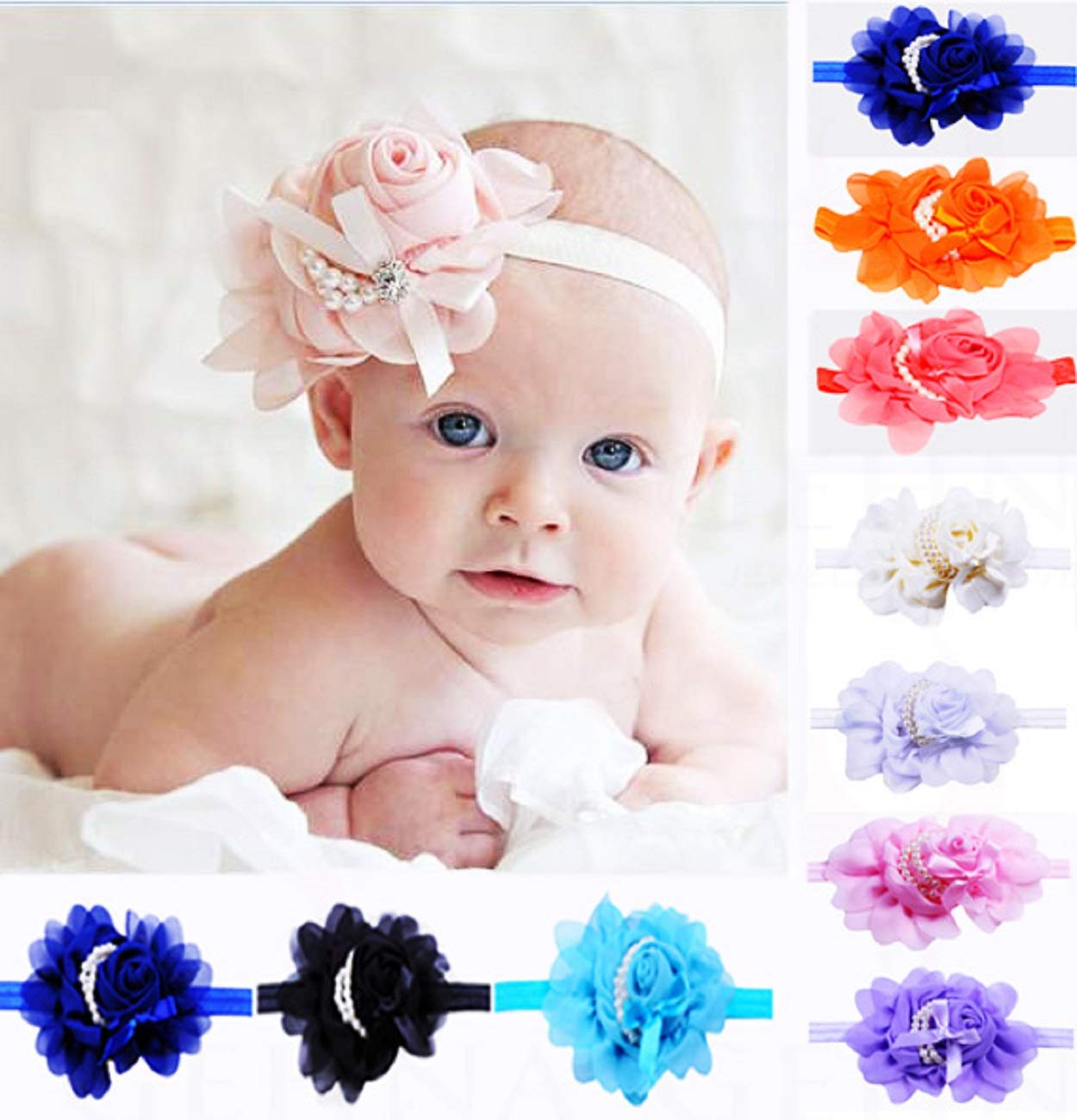 Gehna Jaipur Rose Flower Shaped Pearl Studded Hair Clips (Orange) - Elegant Bridal Hair Accessories for Weddings, Parties & Special Occasions