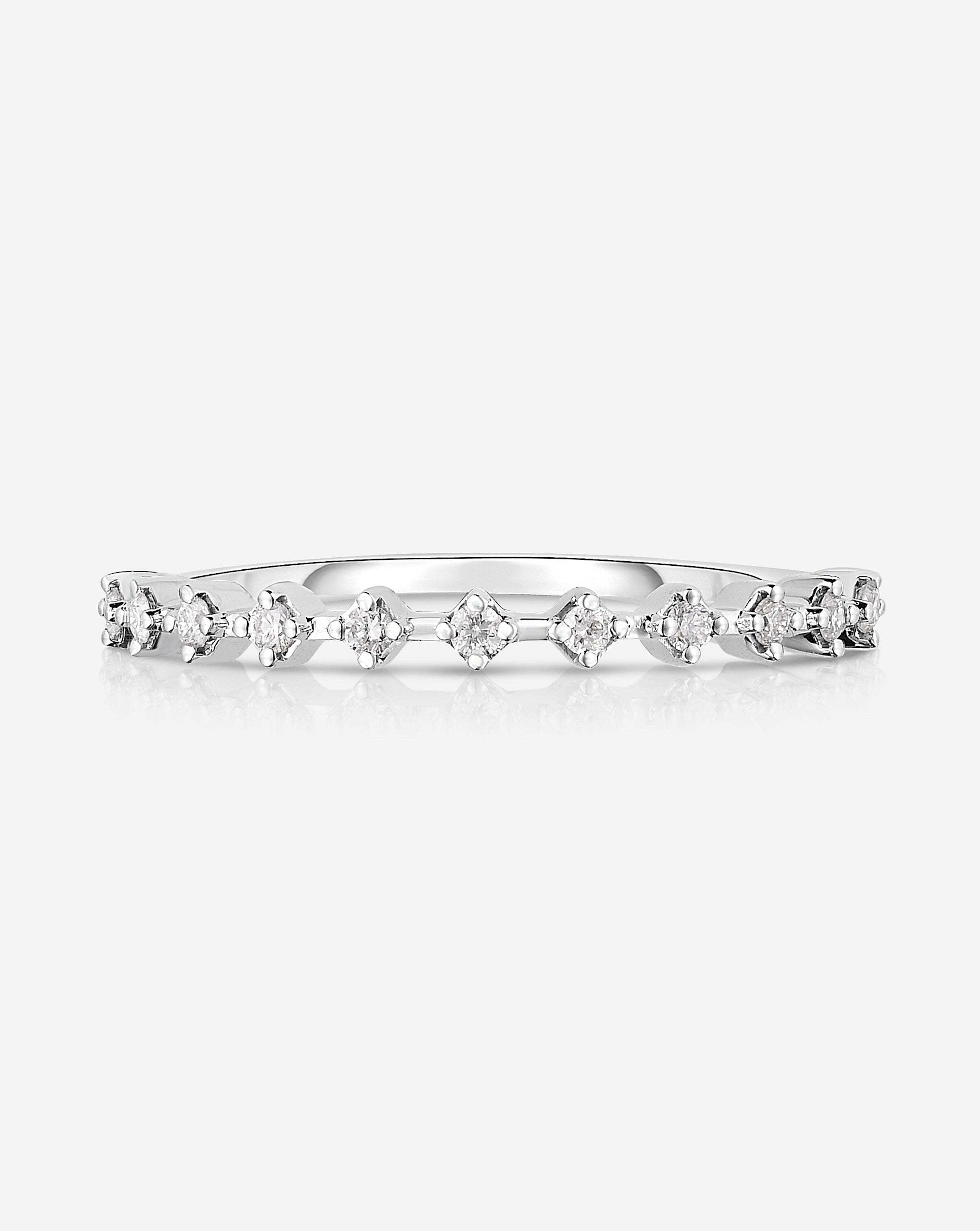 Diamond Station Stackable Ring for Women - Elegant Layering Wedding Band, 14K Gold/White Gold/Rose Gold - Perfect for Everyday Wear, Anniversary & Gift