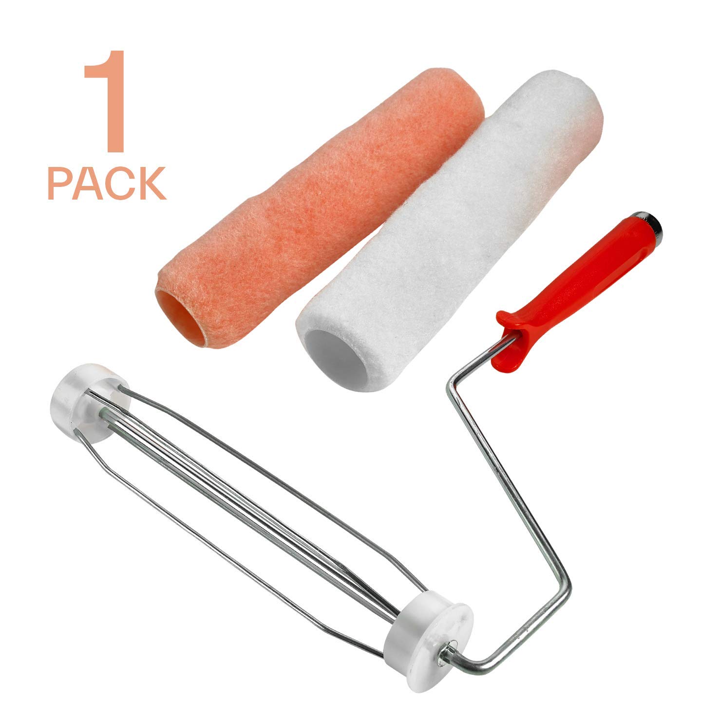 Katzco 9-Inch Paint Roller Set - 5 Wire Cage & 2 Roller Covers for Professional Painting - Oil, Watercolor, Art & Craft Projects - Perfect for Home Renovation, Wall Painting & DIY Construction Projects