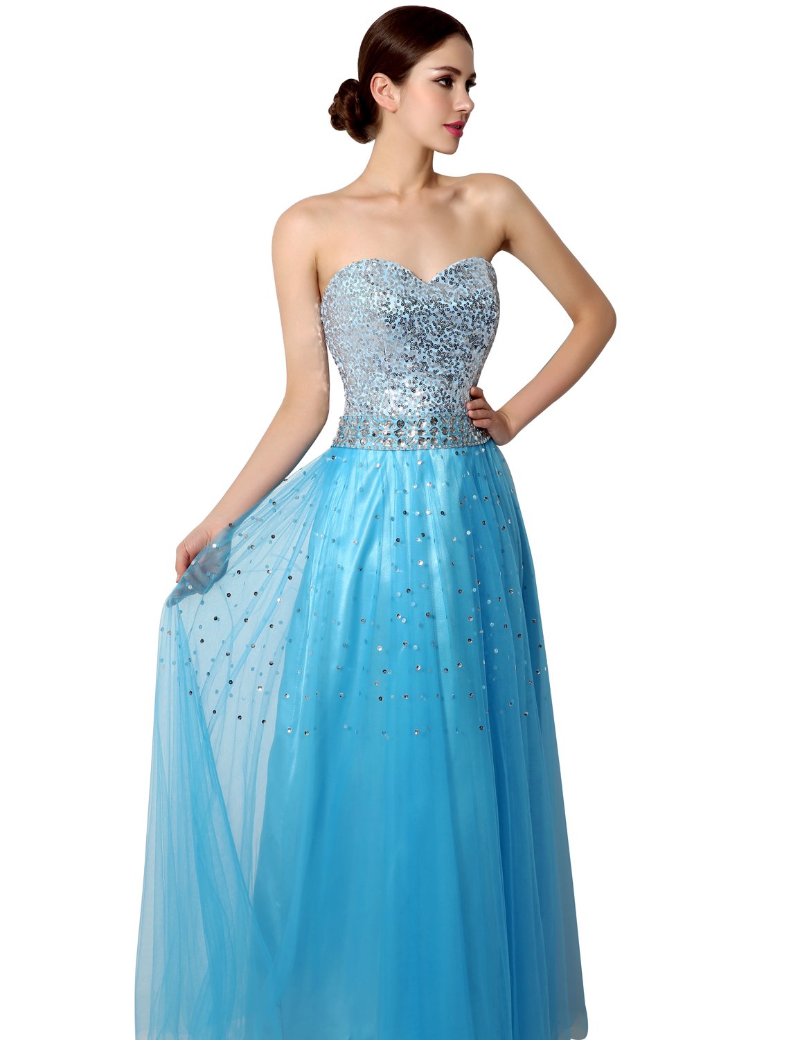 Sarahbridal Women's Sequin Tulle Prom Dress 2022 - Long Sweetheart Backless Bridesmaid Gown for Wedding, Homecoming, Pageant & Formal Events