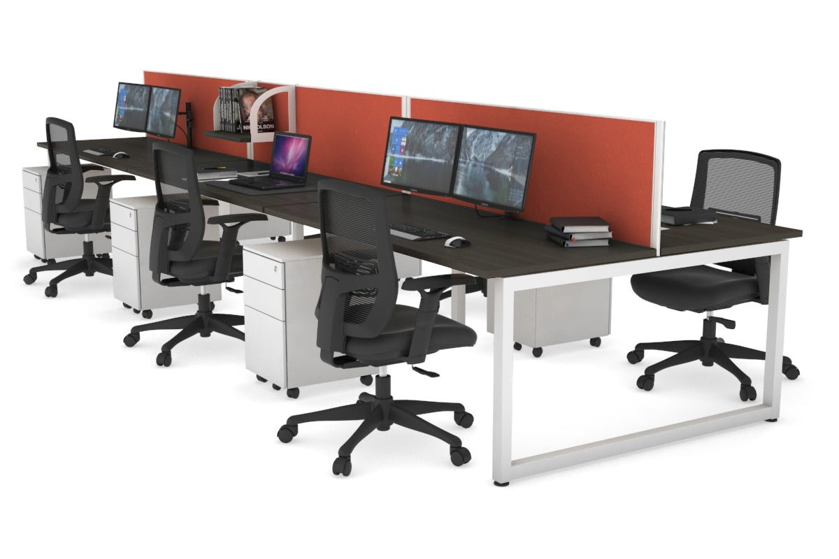 Quadro Loop Legs 6-Person Office Workstation Desk - 1400L x 700W Dimensions - Perfect for Collaborative Workspaces & Team Projects