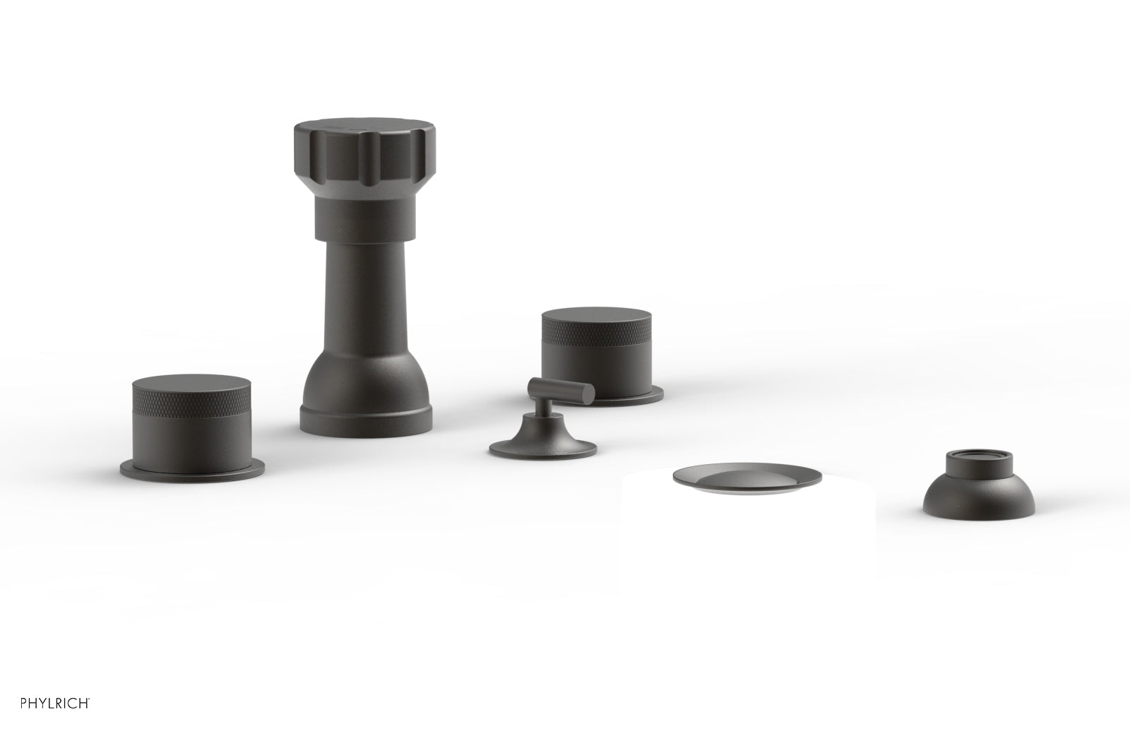 BASIC II Four Hole Bidet Set with Knurled Handles - 230 60 - Perfect for Modern Bathroom Upgrades & Hygienic Personal Care