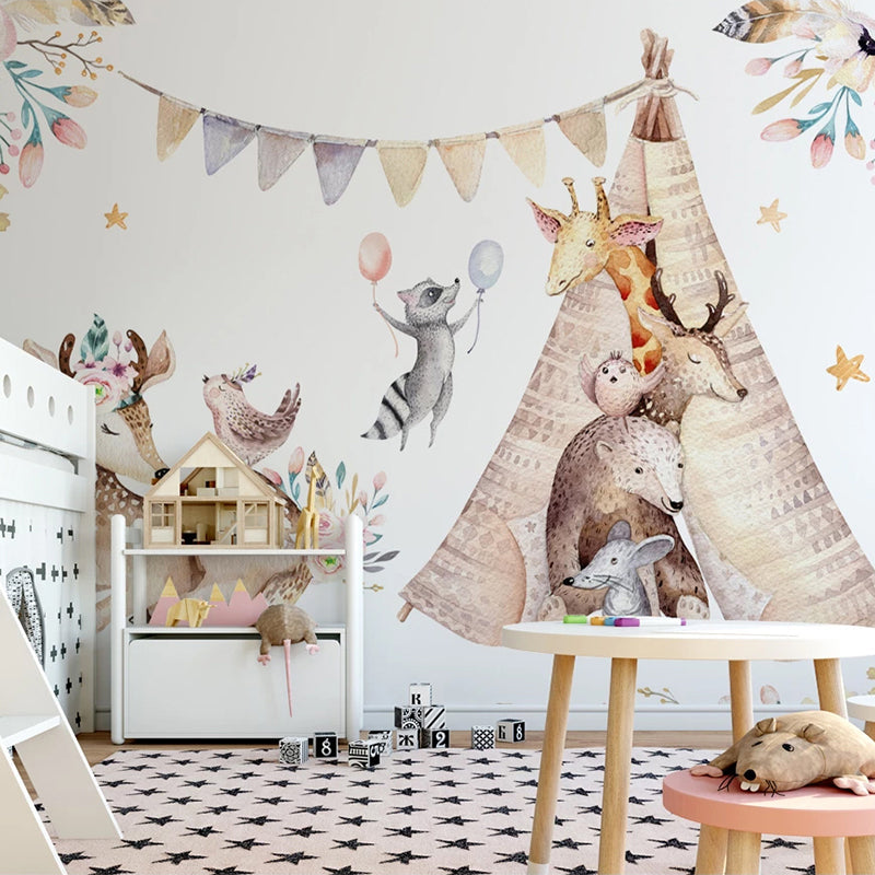 Woodland Camping Adventure Kids Nursery Wallpaper - Waterproof & Peel-and-Stick Wall Decor for Baby Room, Playroom, Bedroom (Perfect for Themed Nursery Decor & Children's Bedroom Makeover)