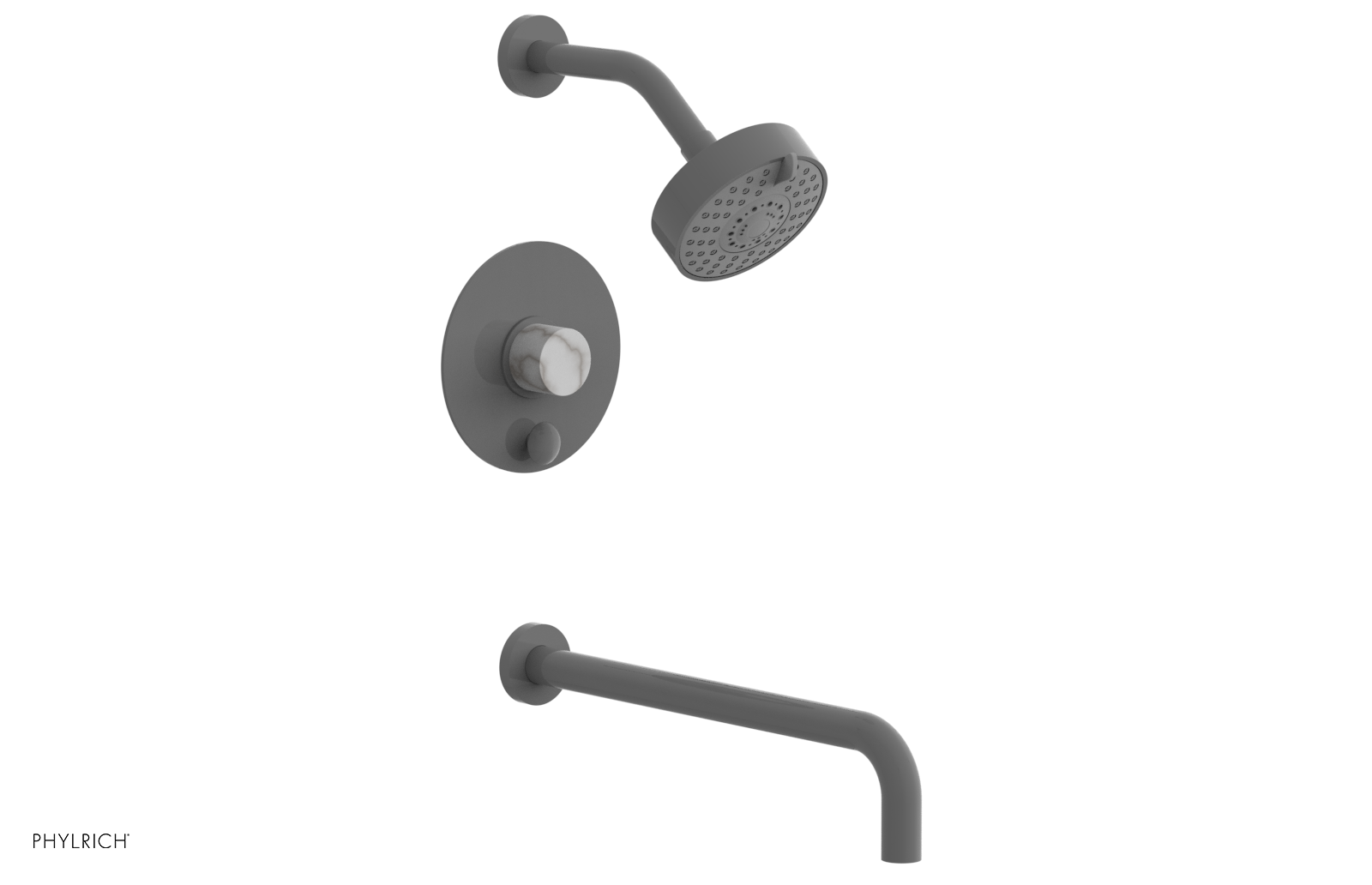 BASIC II 14 Pressure Balance Tub and Shower Faucet Set - White Marble Finish for Bathroom & Shower Installation (Model 230 28 14) | Perfect for Modern Home Renovation & Spa-Like Experience