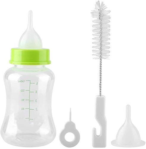 Puppy Milk Feeding Bottle Set - Nursing Kit for Newborn Dogs, Cats, Kittens & Rabbits with Nipple & Cleaning Brush - Essential Pet Care Supplies for Baby Animals (Pack of 1) - Perfect for Orphaned Pets, Weaning & Hand-Rearing