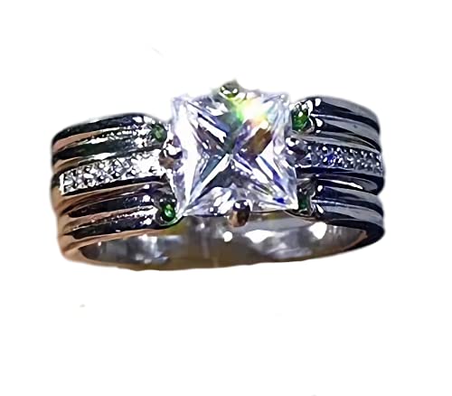 1 Carat Princess Cut Moissanite Engagement Ring for Women - Handmade White Gold Plated Sterling Silver Wedding Band - Perfect for Proposals, Anniversaries & Special Occasions