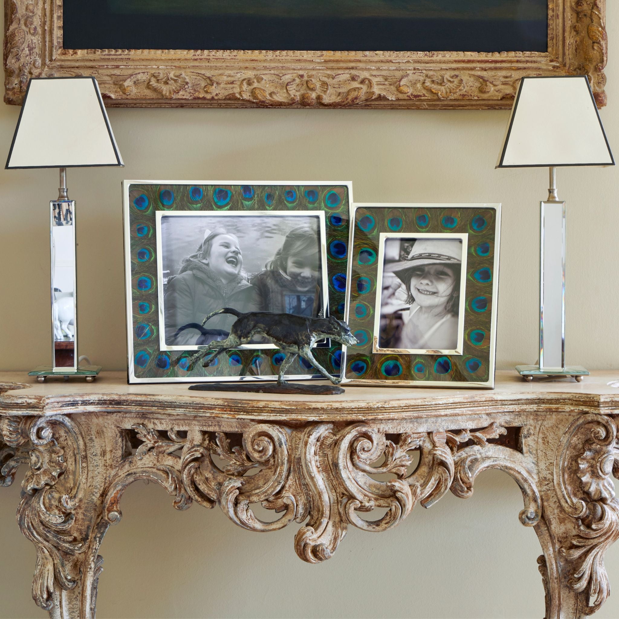 Peacock Feather Photo Frame - Elegant Handmade Home Decor for Wall & Table Display - Perfect for Weddings, Parties & Gift Giving