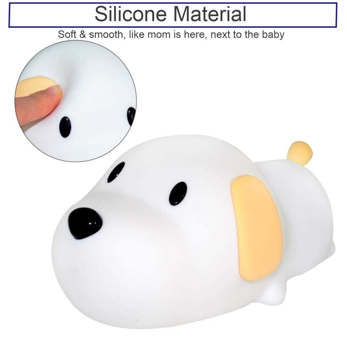 LED Silicone Puppy Night Light - Touch Sensor, Adjustable Warm White (2700K) & Cool White (6500K), Safe SIL+ABS Material, Sleep Timer - Perfect for Kids' Bedroom, Nursery & Nighttime Comfort