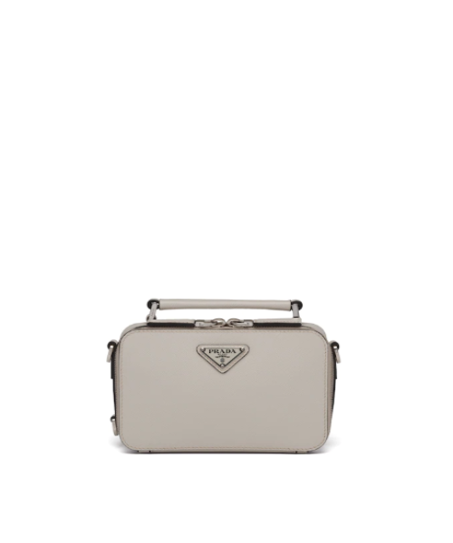 Prada Brique Saffiano Leather Handbag for Women - Luxury White Leather Shoulder Bag & Crossbody Purse - Perfect for Work, Travel & Everyday Use