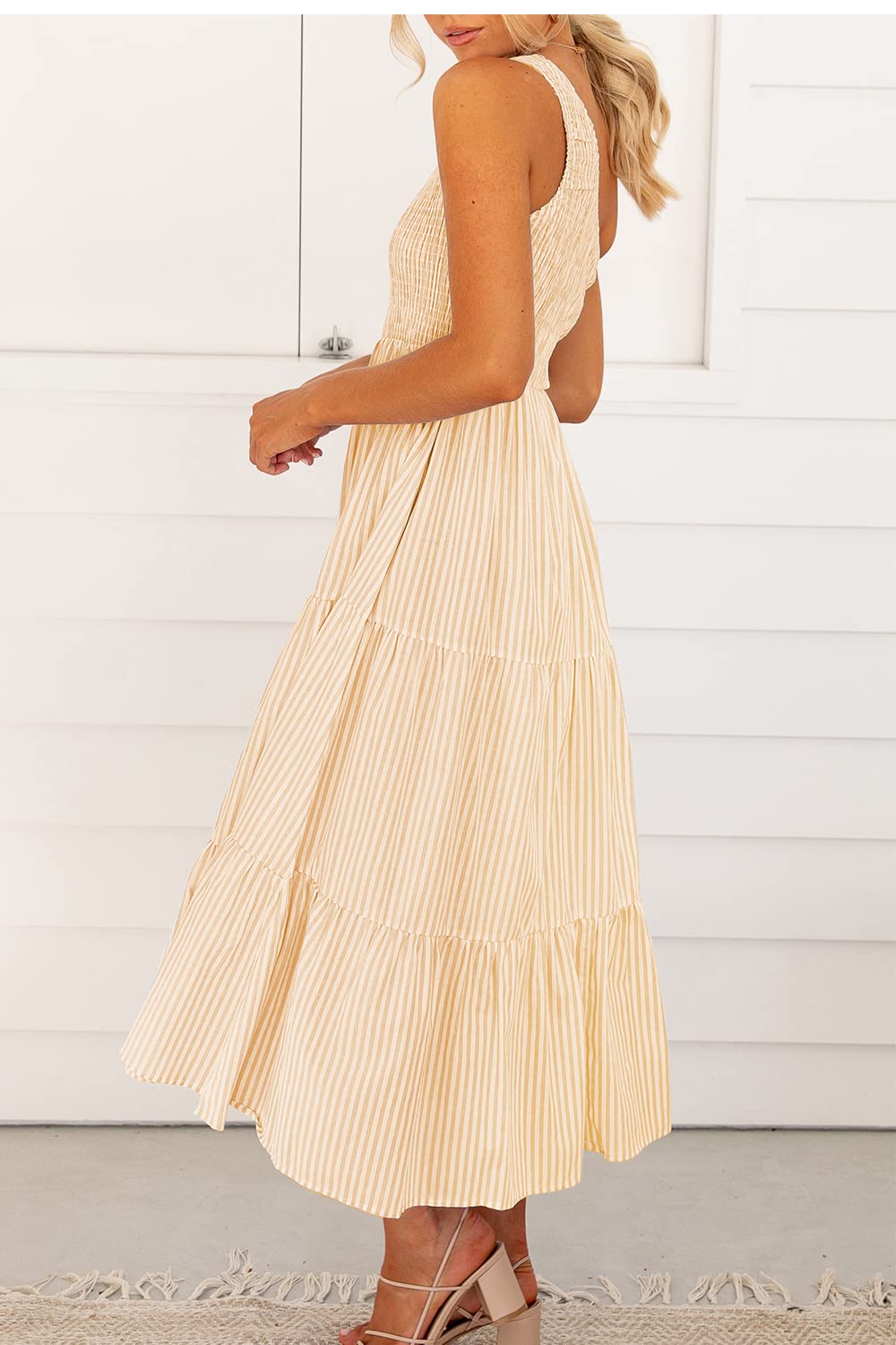 BTFBM Women's One Shoulder Floral Maxi Dress - 2025 Summer Boho Beach Dress, Casual Sleeveless High Waist Smocked Flowy Dress for Vacations, Parties & Date Nights
