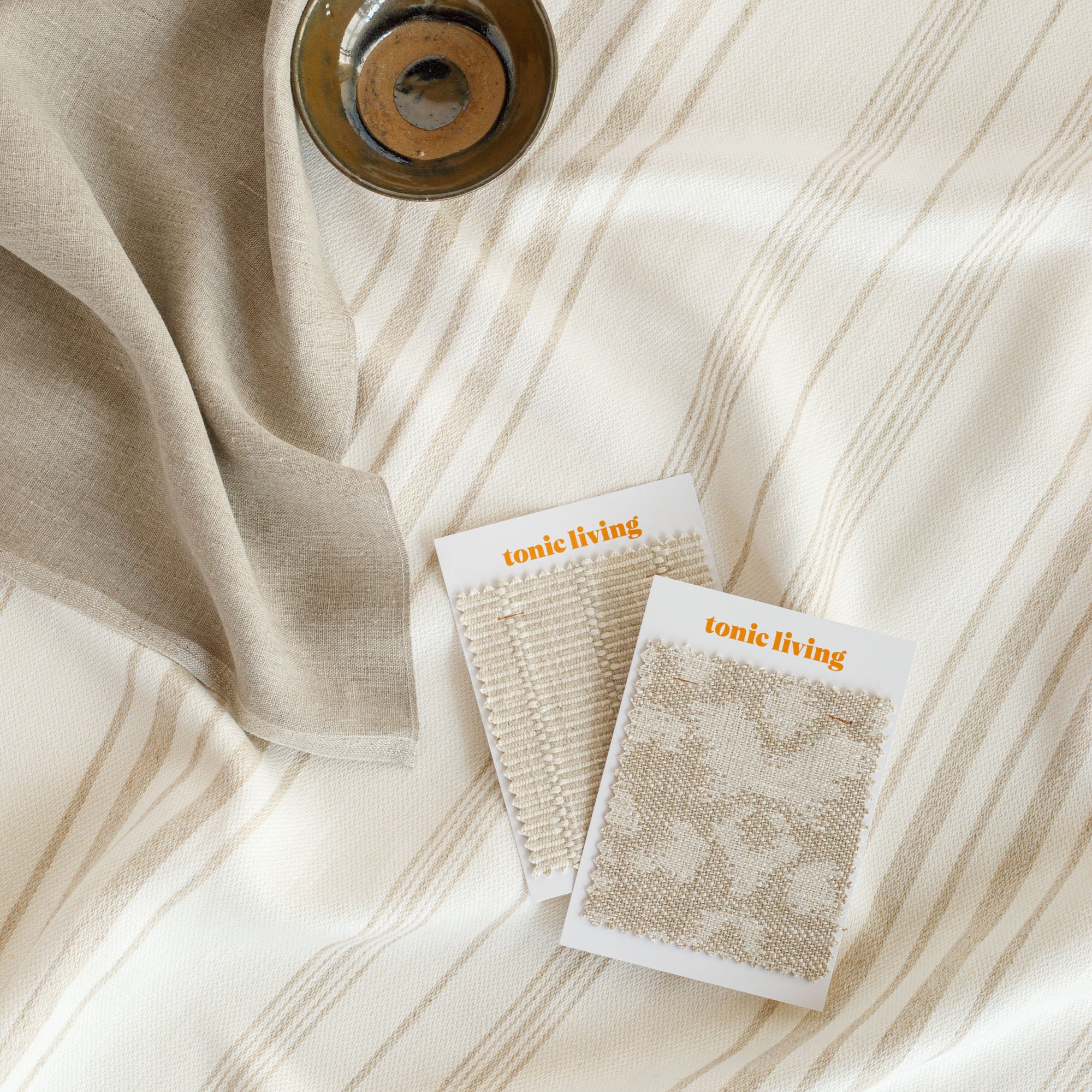 Collins Stripe Fabric - Premium Parchment Textured Upholstery Material for Sofa, Curtains & Home Decor | Durable & Stylish Fabric for DIY Projects & Interior Design