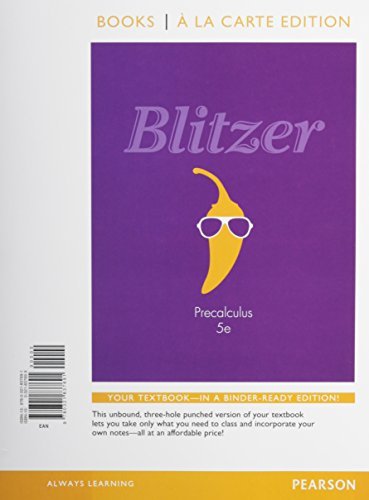 Precalculus Textbook 5th Edition by Robert F. Blitzer - Loose Leaf Format | Ideal for College Students, Self-Study & Homeschooling Math Courses