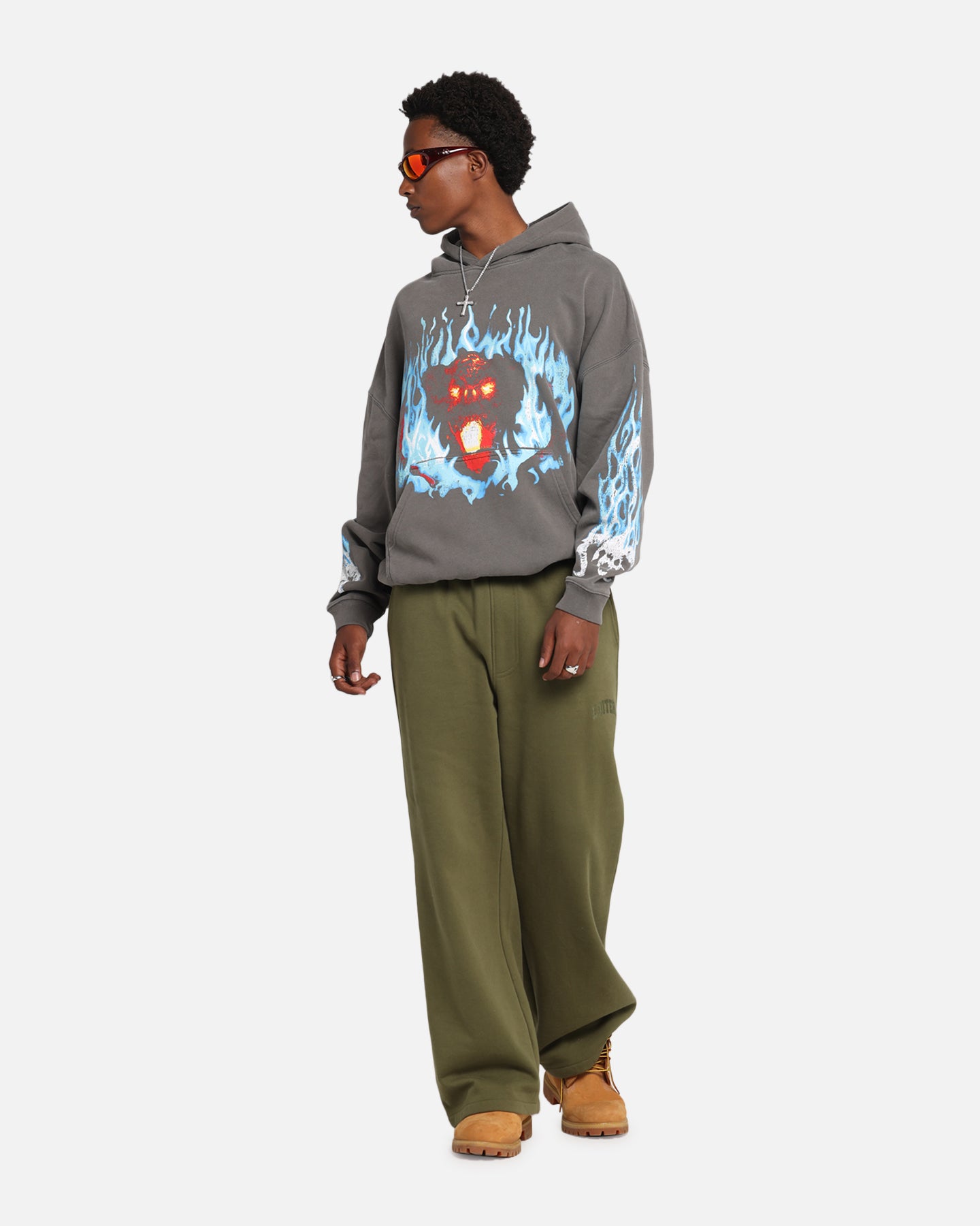 Premium Lord of The Rings Balrog Hoodie - Washed Charcoal - American Thrift - Fantasy Movie Merchandise - Perfect for Cosplay, Conventions & LOTR Fans