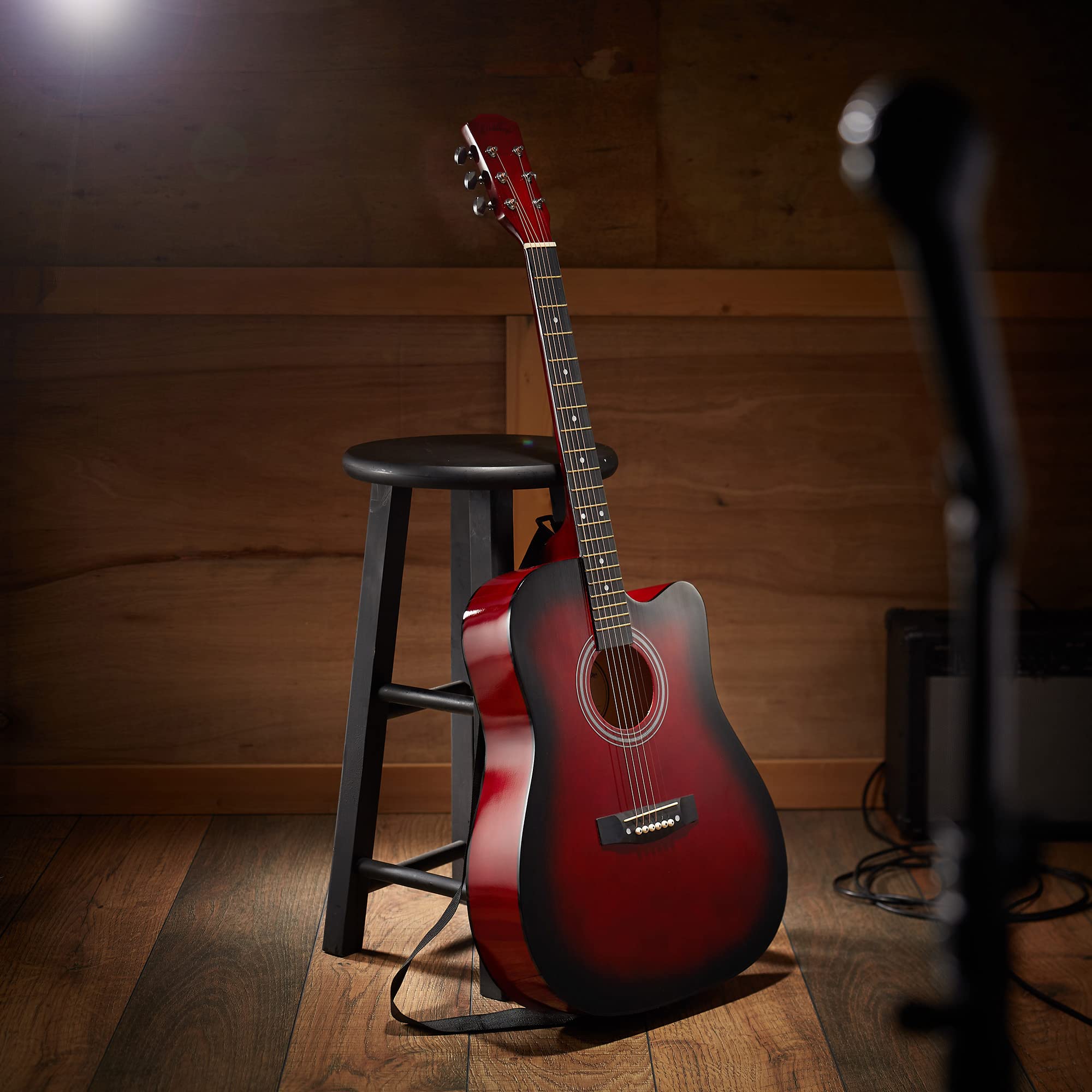 Ashthorpe 41-inch Cutaway Acoustic Guitar Beginner Kit (Red) - Full Size Starter Package with Gig Bag, Strings, Strap, Tuner & Picks - Perfect for Beginners, Campfires & Home Practice