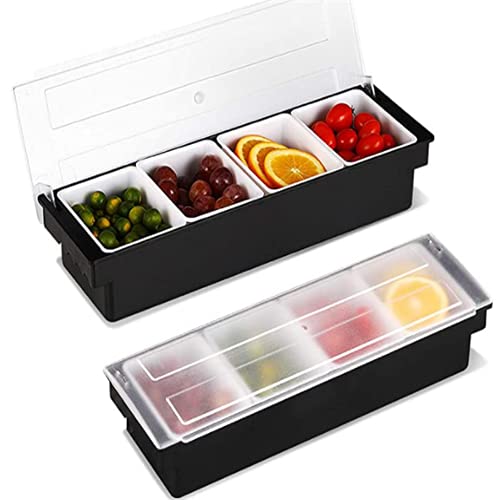 LOYALHEARTDY 2-Piece Clear Food Storage Container Set with 4 Detachable Small Containers & Lids - Refrigerator Organizer Bins for Fruits, Vegetables, Ice Storage - Reusable Kitchen Organization Solution for Meal Prep & Leftovers
