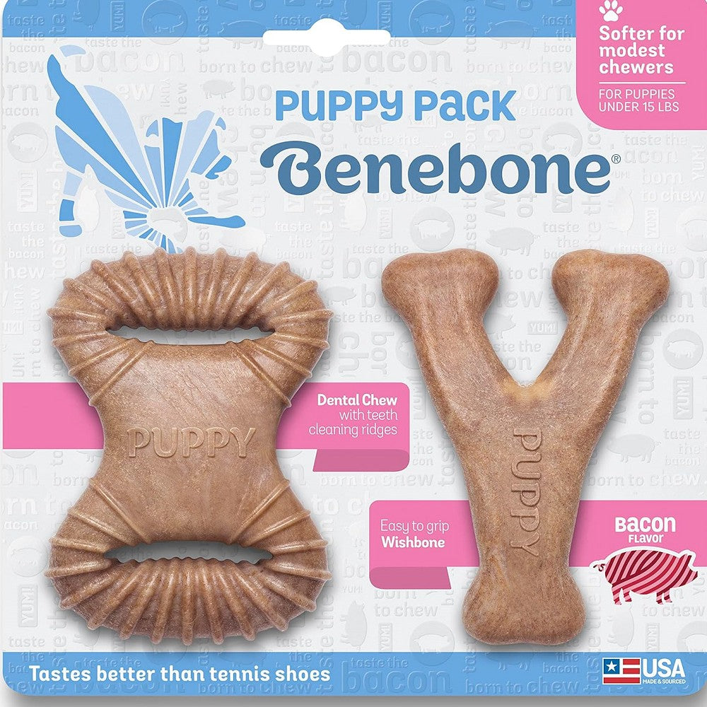 Premium Puppy Pack - Natural Dental Bacon Chews for Dogs | Healthy Teeth Cleaning Chew Toy for Puppies & Small Dogs | Great for Training, Teething Relief & Oral Care