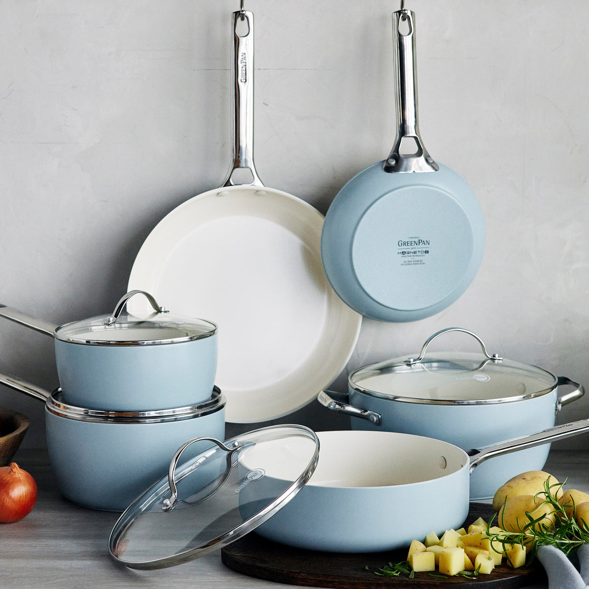 Padova Pro Ceramic Nonstick 10-Piece Cookware Set - Non-Toxic PFOA-Free Pots and Pans for Healthy Cooking - Perfect for Frying, Boiling, Sauteing & Baking in Modern Kitchens