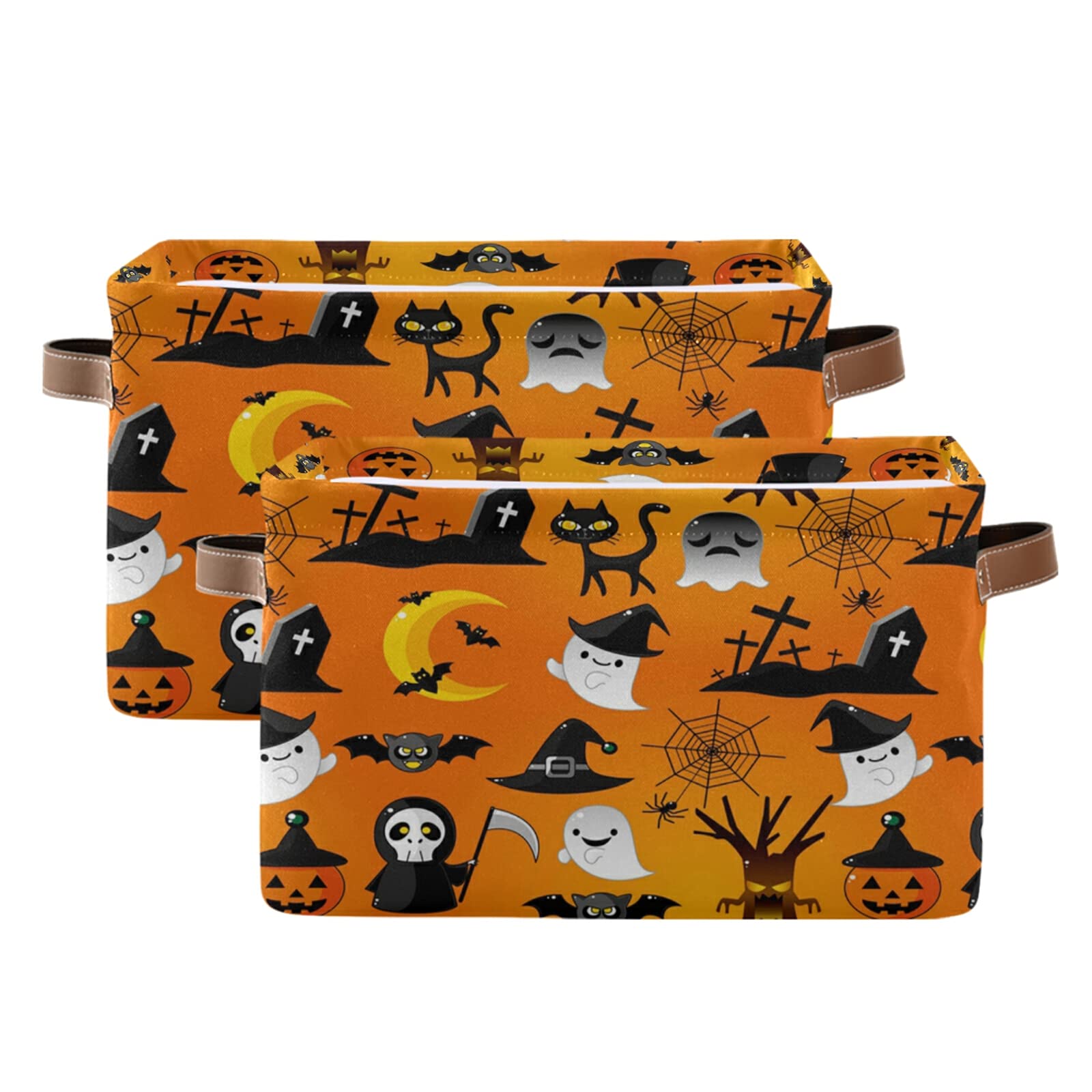 Waterproof Halloween Pumpkin Cat Storage Bin - Toy Basket, Laundry Hamper, Closet Organizer for Home & Office | Perfect for Kids' Room, Pet Supplies & Seasonal Decor