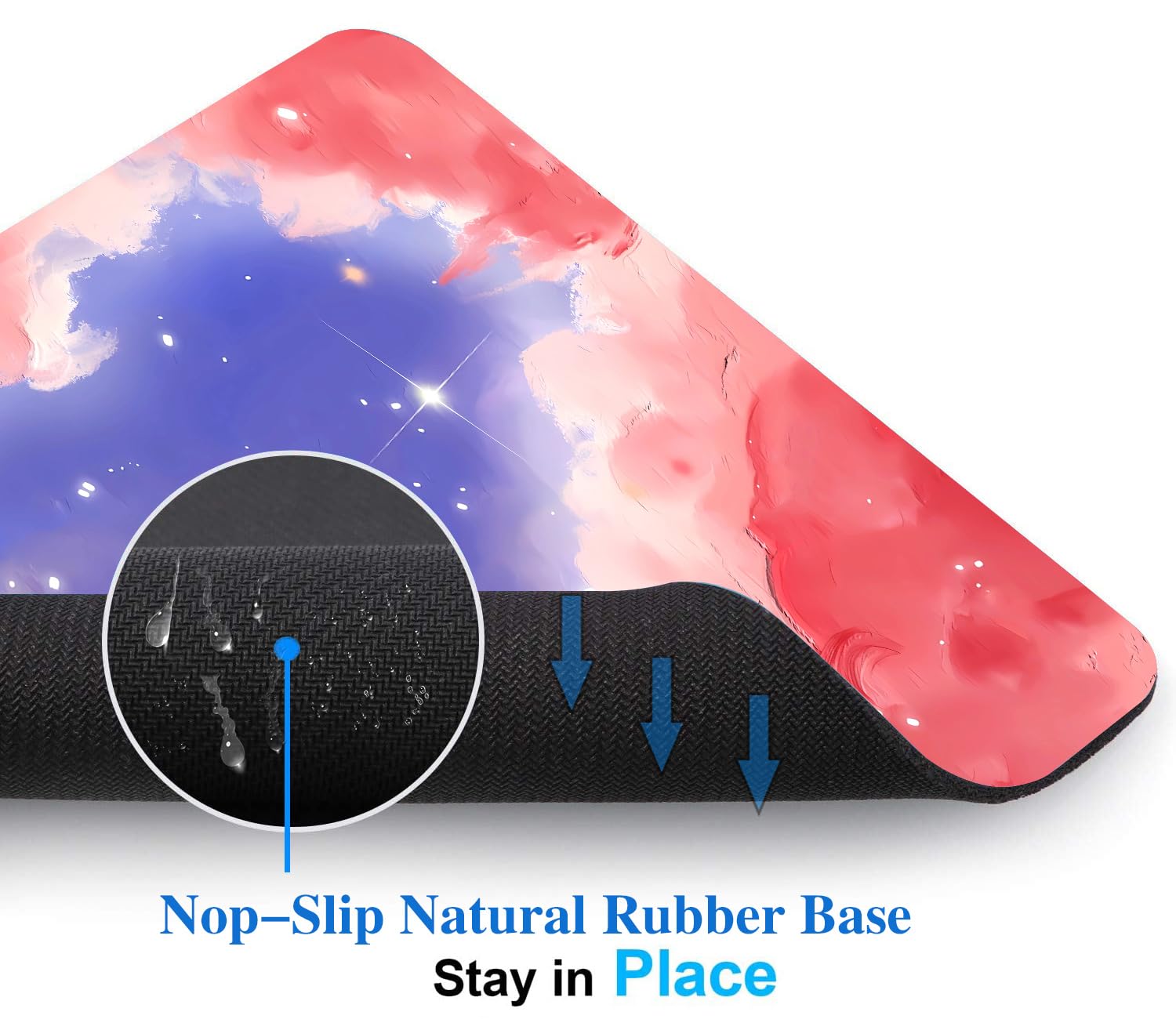 Stylish Pink Moon Cloud & Blue Galaxy Mouse Pad - Non-Slip Rubber Base for Wireless Mouse, Laptop, Office & Home Use | Perfect for Gaming, Work & Study