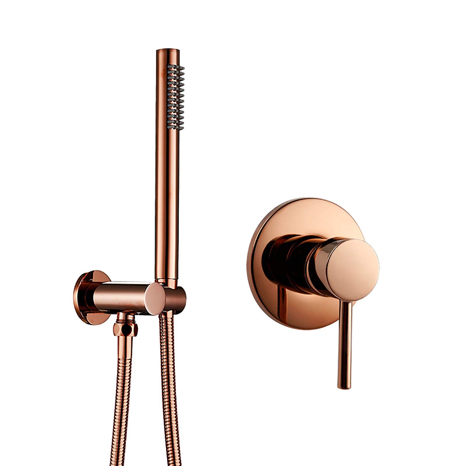 Rose Gold Handheld Shower Head Set - Brass Single Handle Rainfall Showerhead with Massage Function & Silicone Nozzles - Spa Luxury Bathroom Upgrade for Relaxing Shower Experience (Includes Shower Hose)
