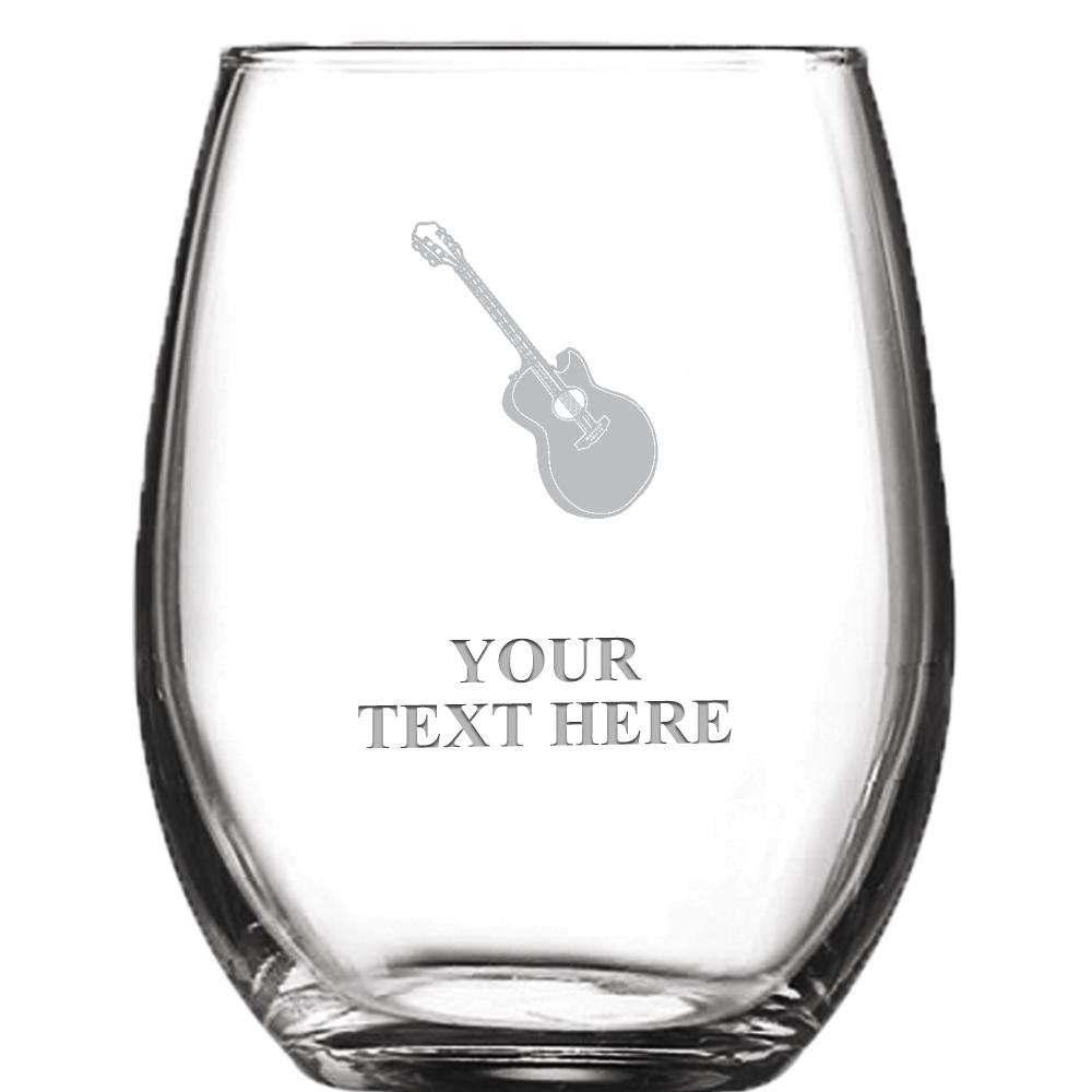 Custom Guitar Wine Glass - 8oz Personalized Stemless Glass for Musicians | Perfect Gift for Guitar Lovers, Birthday Parties & Music Themed Events