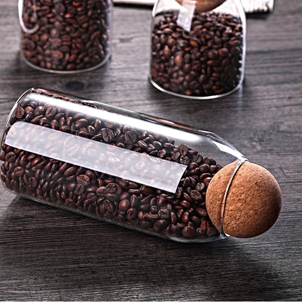 Glass Jars with Cork Stoppers - Set of 3 Airtight Spice Storage Containers for Tea, Coffee, Sugar & Nuts | Perfect for Kitchen Pantry Organization & DIY Herb Storage